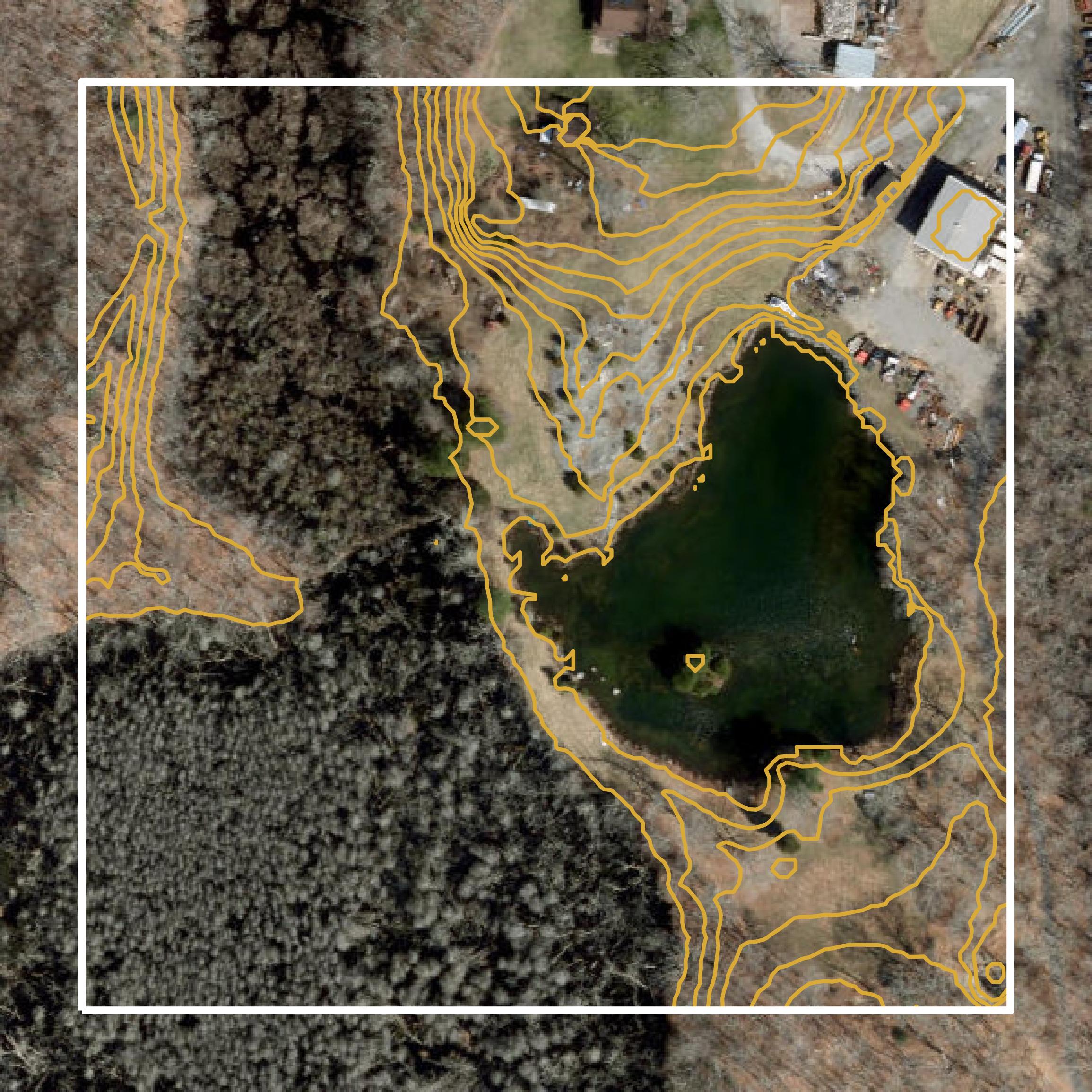 This image shows a contour map in Southeastern Connecticut Planning Region created using GIS data in Equator.