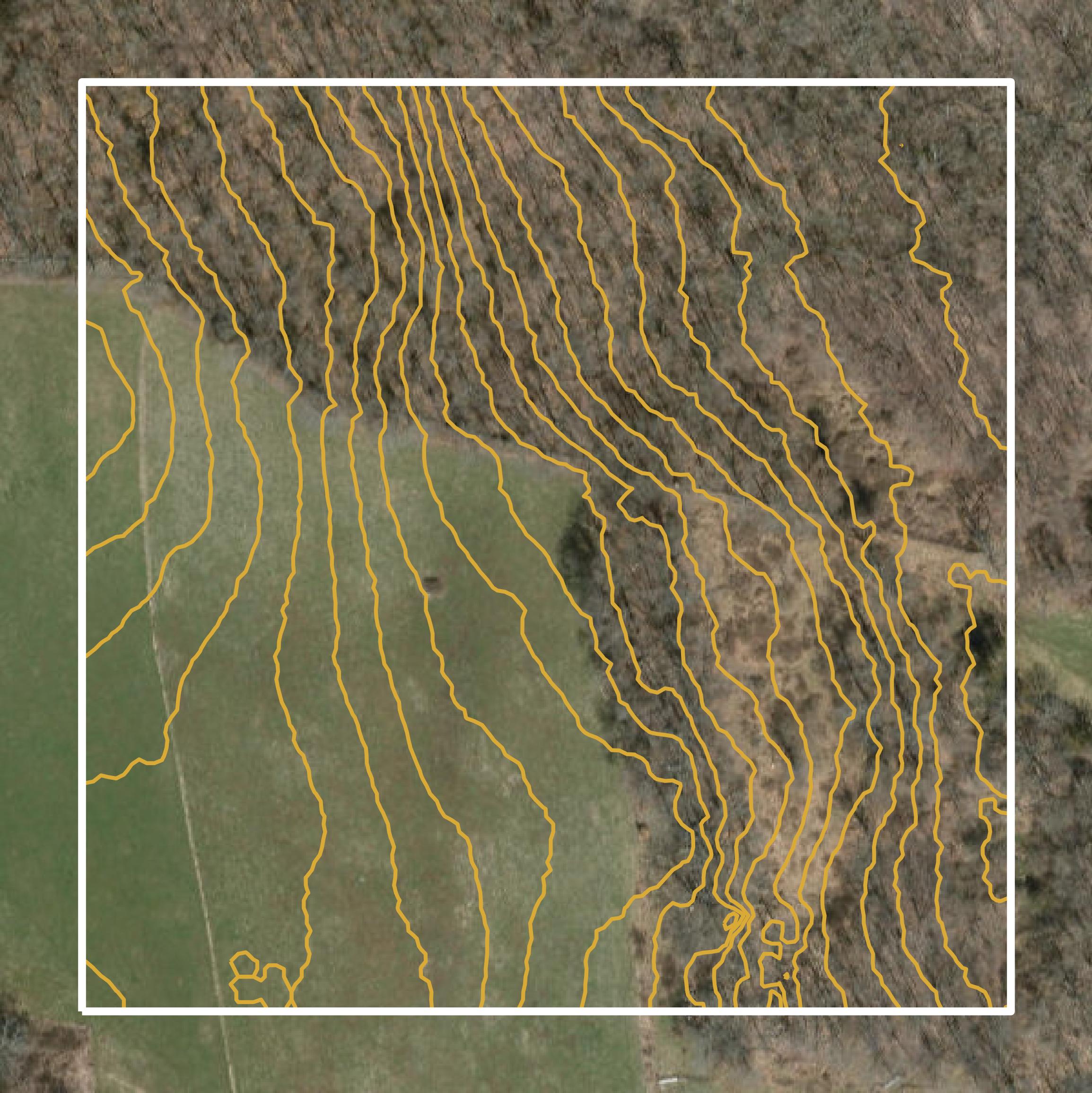 This image shows a contour map in Southeastern Connecticut Planning Region created using GIS data in Equator.