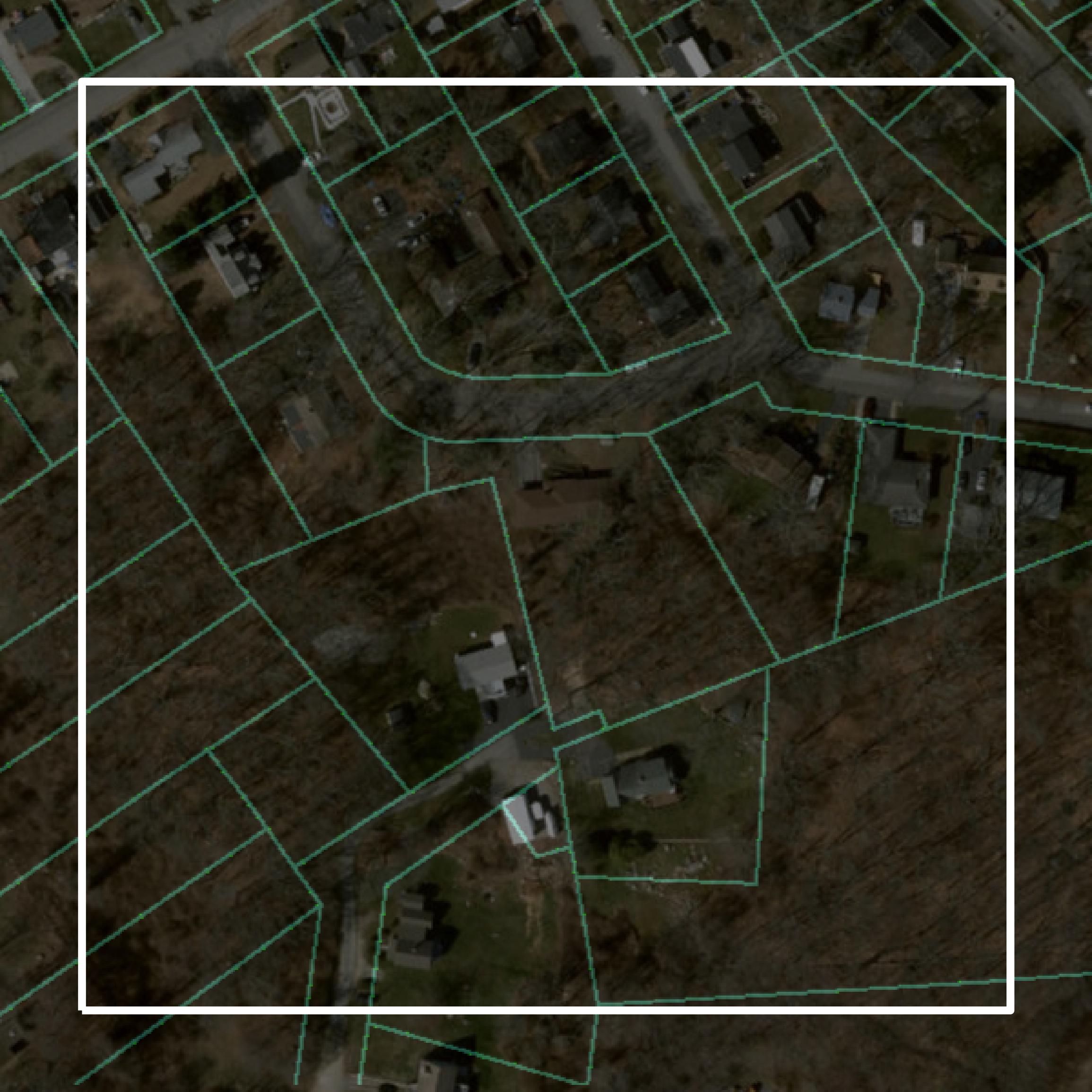 This image shows parcel and building data in Southeastern Connecticut Planning Region created using GIS data in Equator.