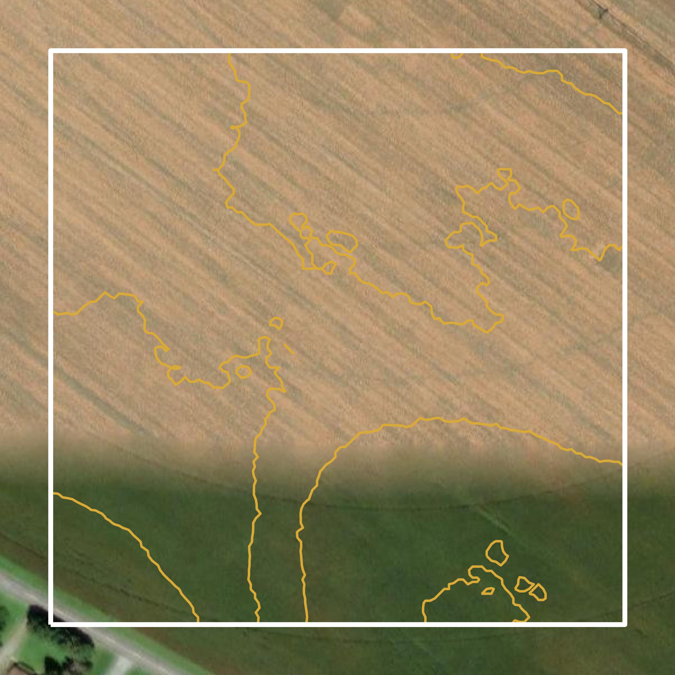 This image shows a contour map in Kent County created using GIS data in Equator.