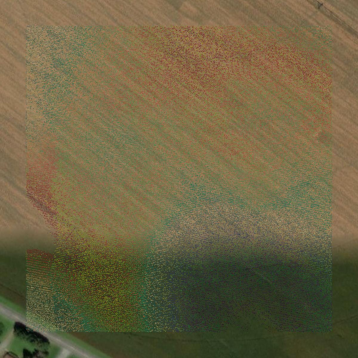 This image shows a LiDAR point cloud in Kent County created using GIS data in Equator.