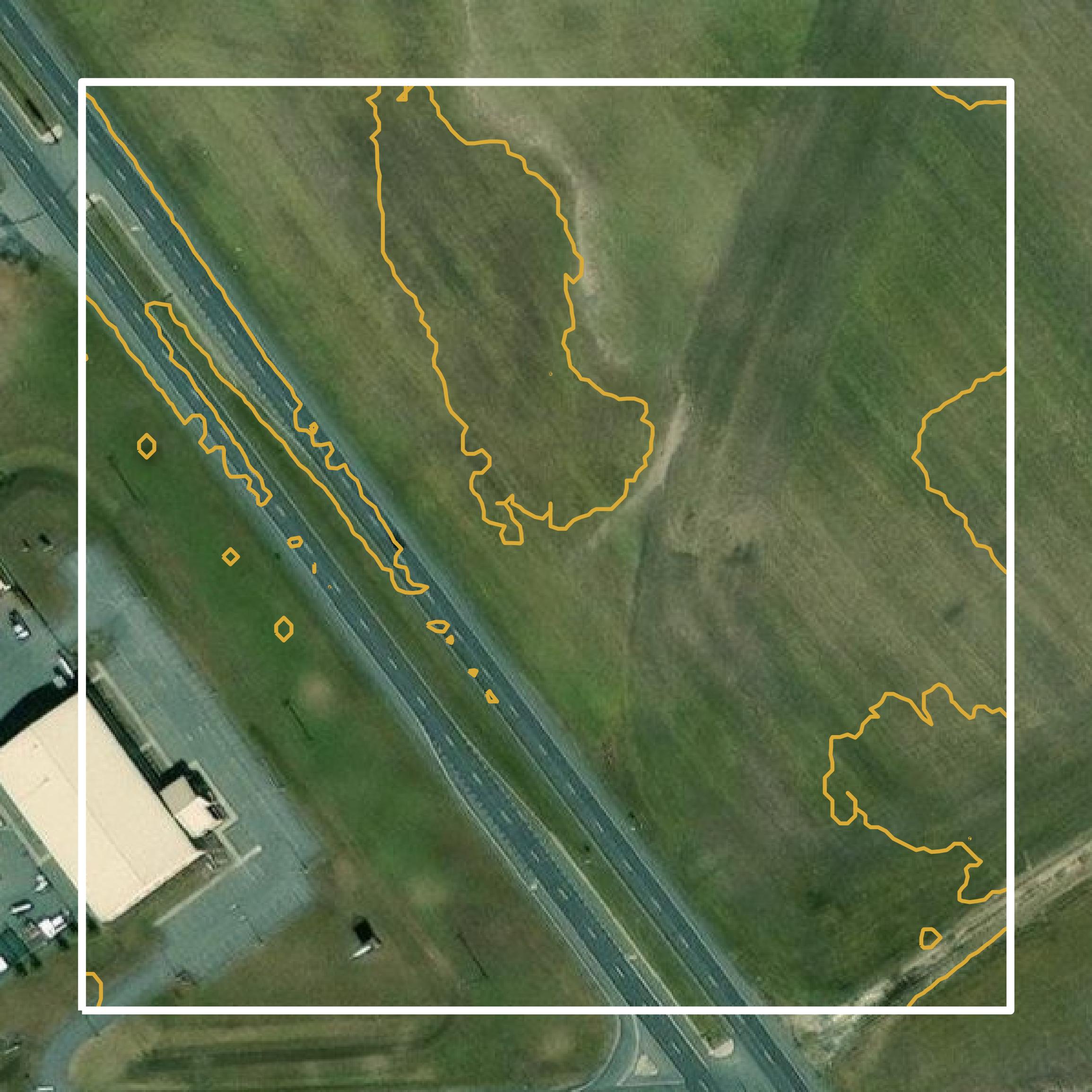This image shows a contour map in Sussex County created using GIS data in Equator.