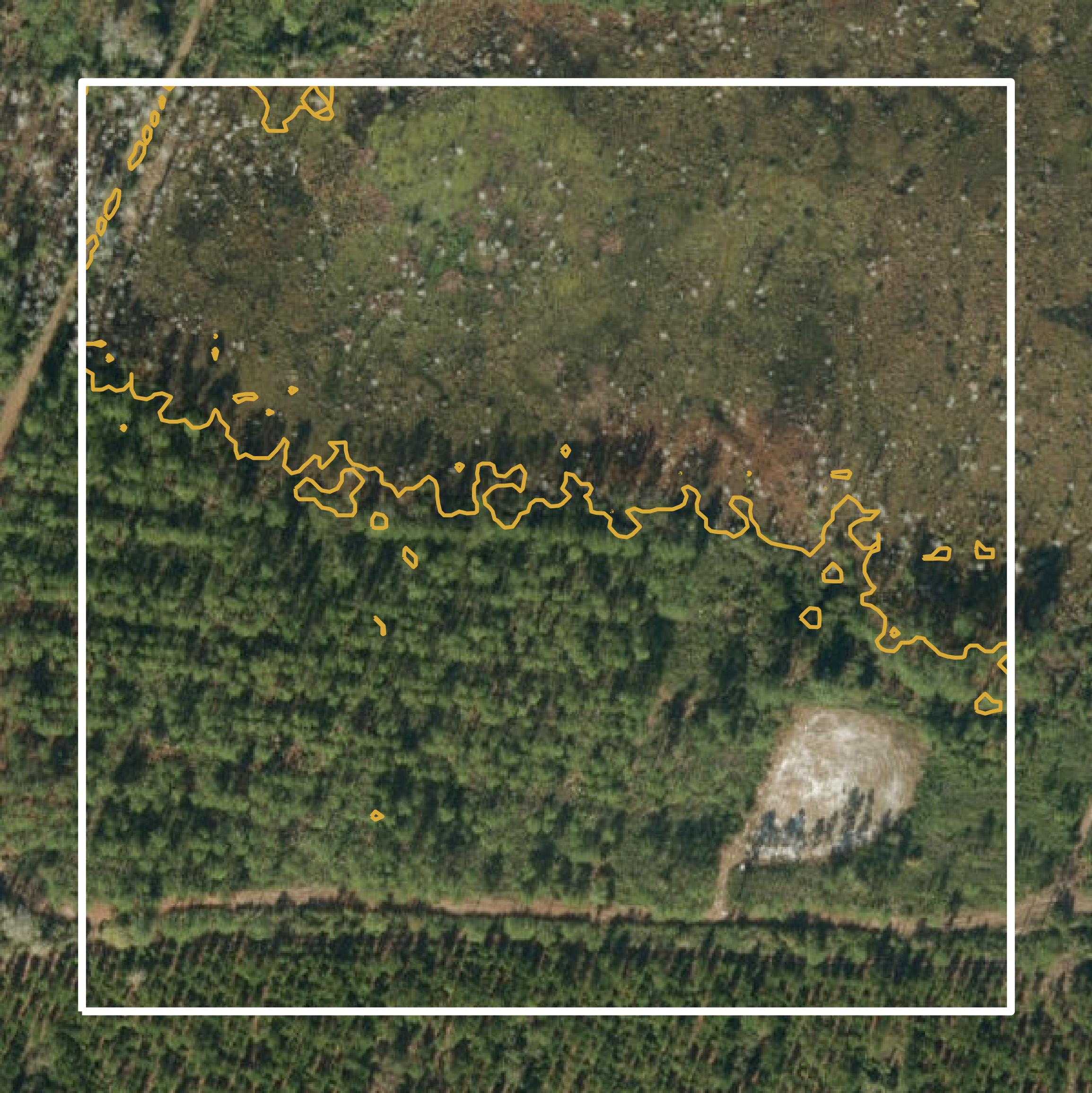 This image shows a contour map in Alachua County created using GIS data in Equator.