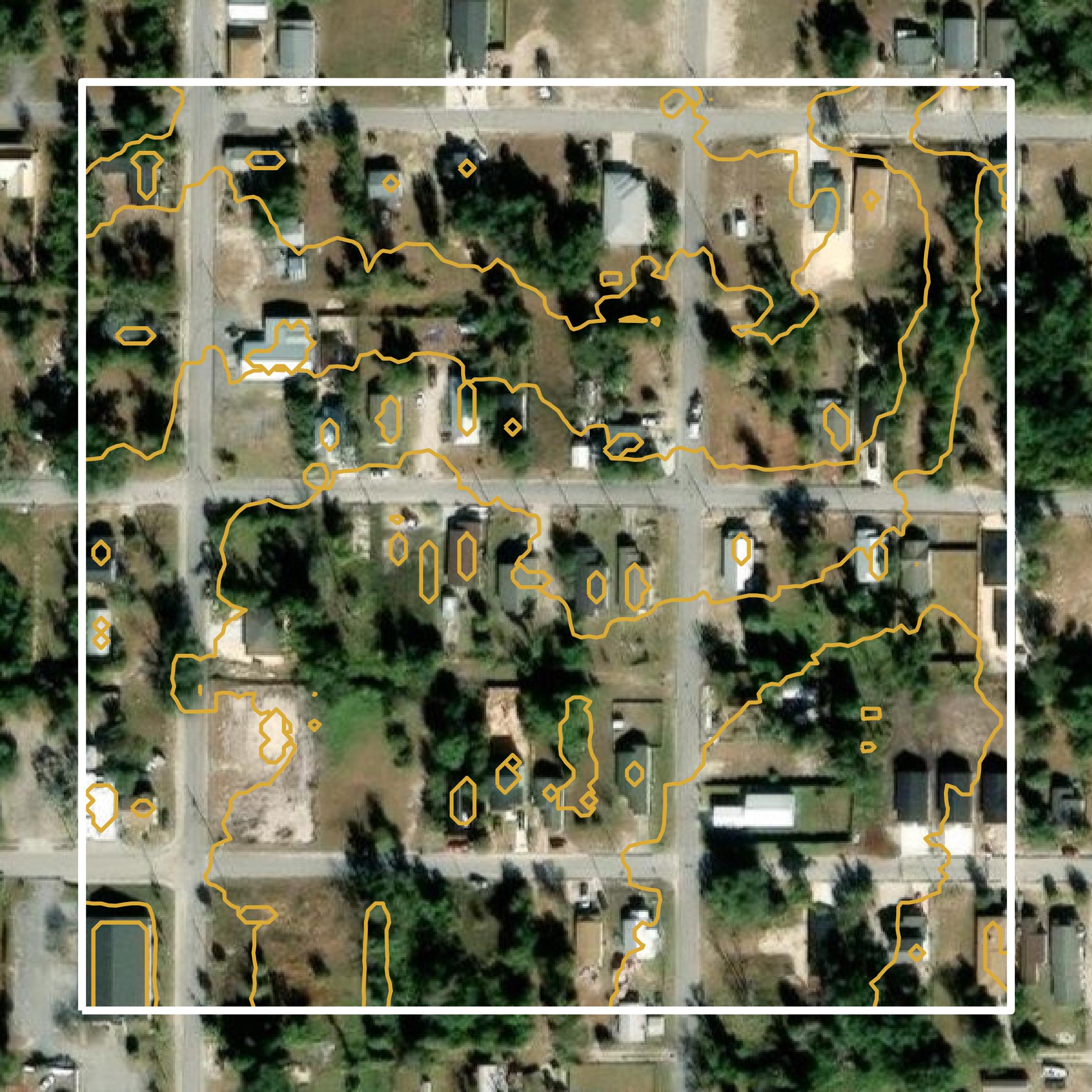 This image shows a contour map in Bay County created using GIS data in Equator.