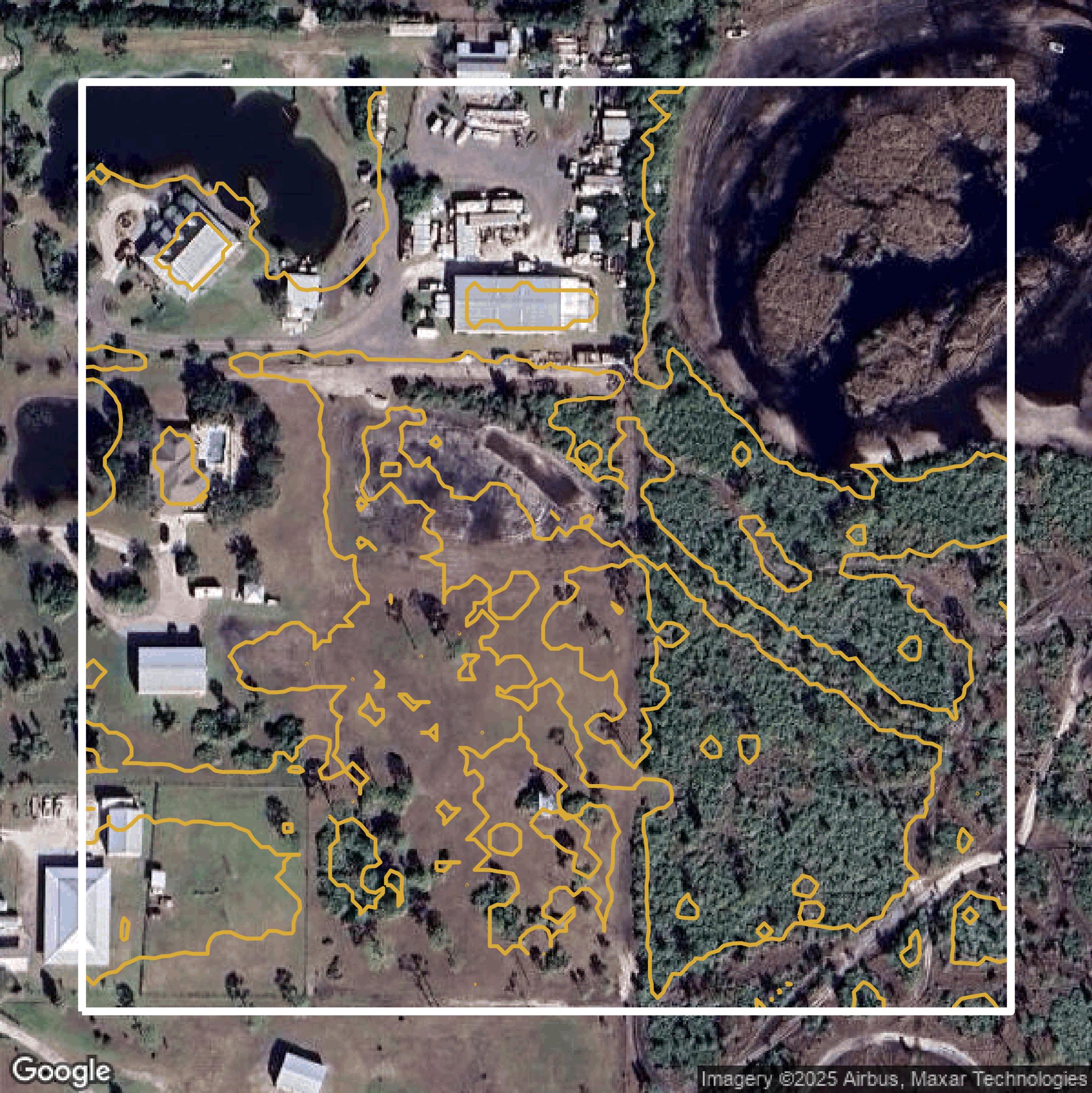 This image shows a contour map in Brevard County created using GIS data in Equator.