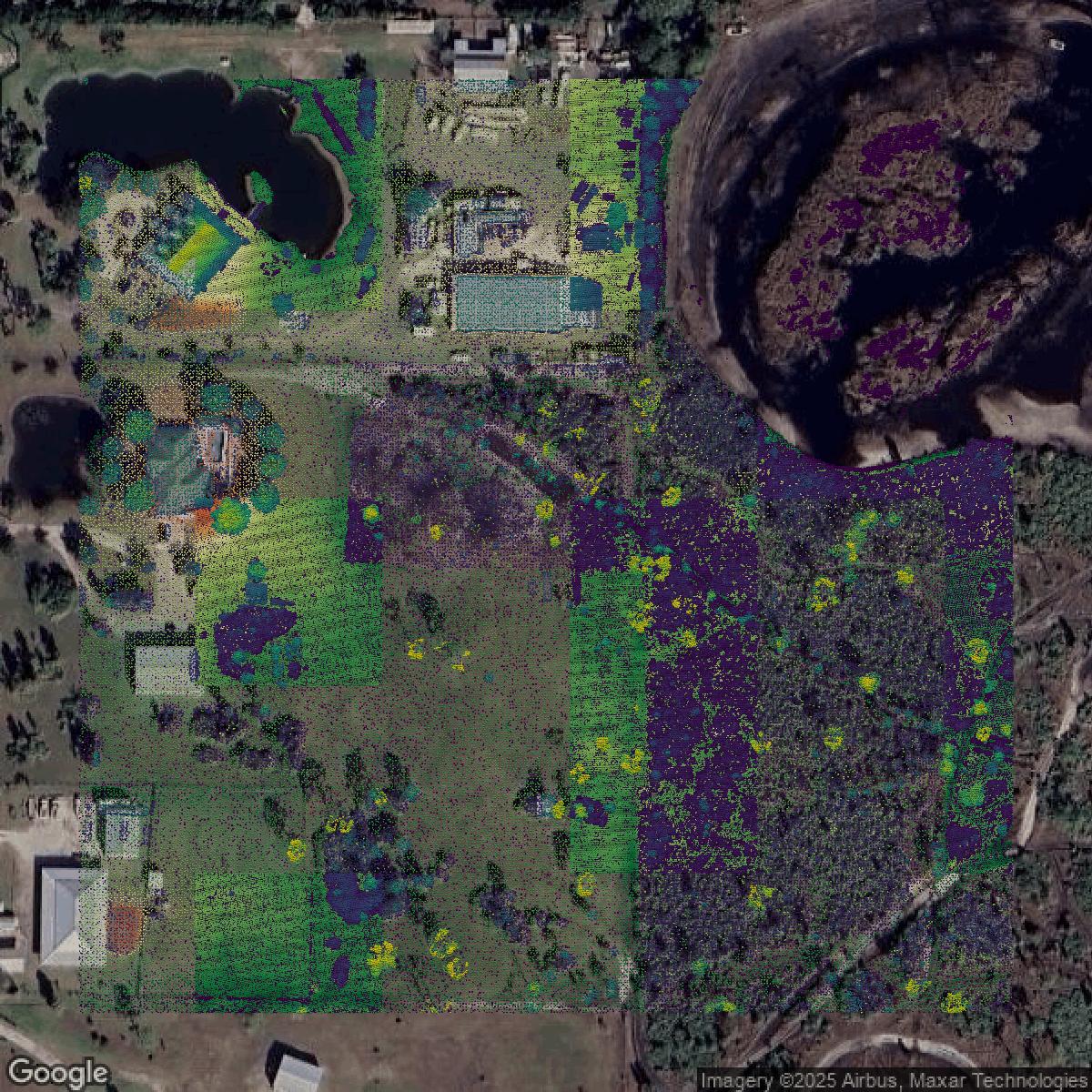 This image shows a LiDAR point cloud in Brevard County created using GIS data in Equator.