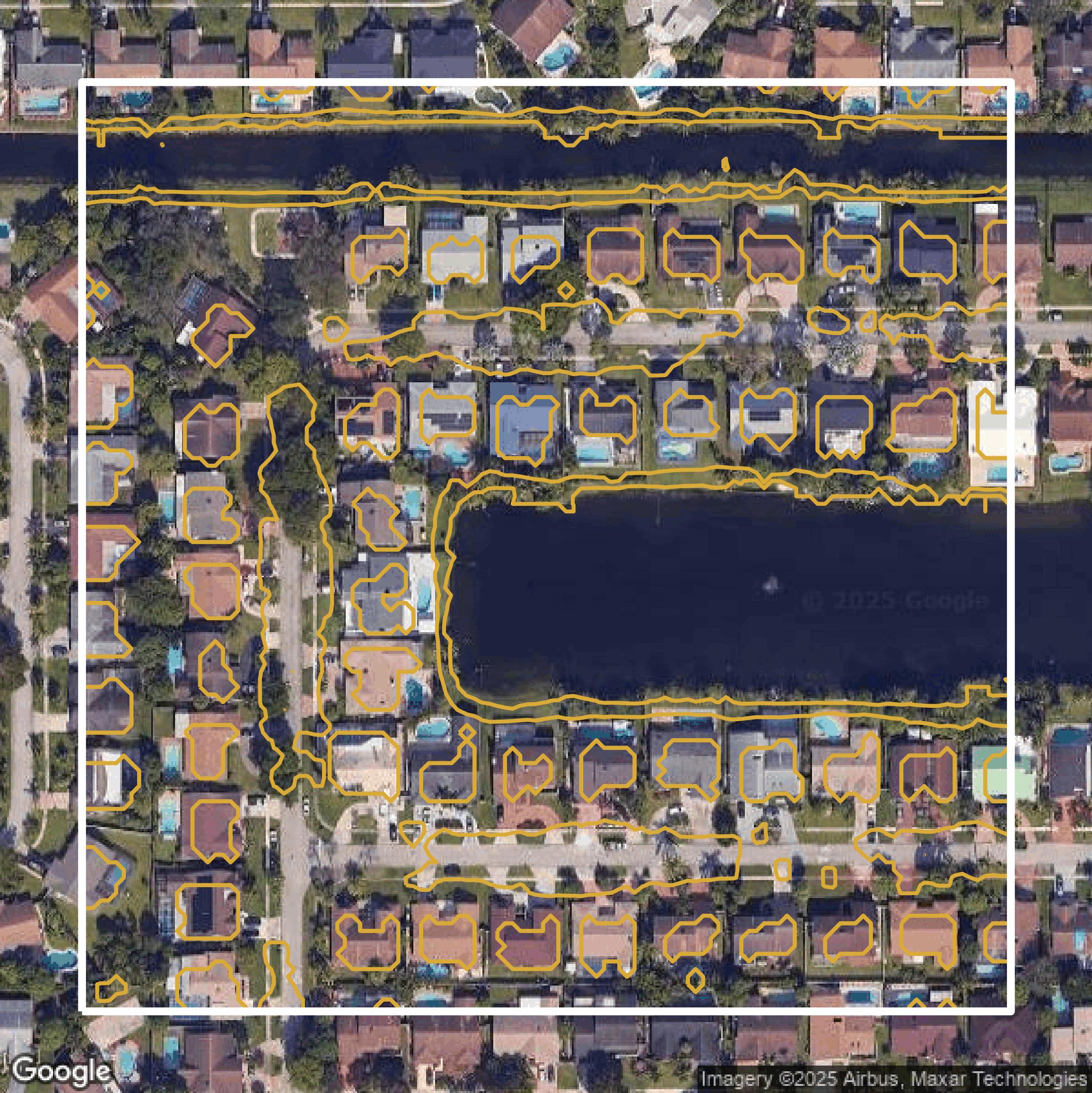 This image shows a contour map in Broward County created using GIS data in Equator.