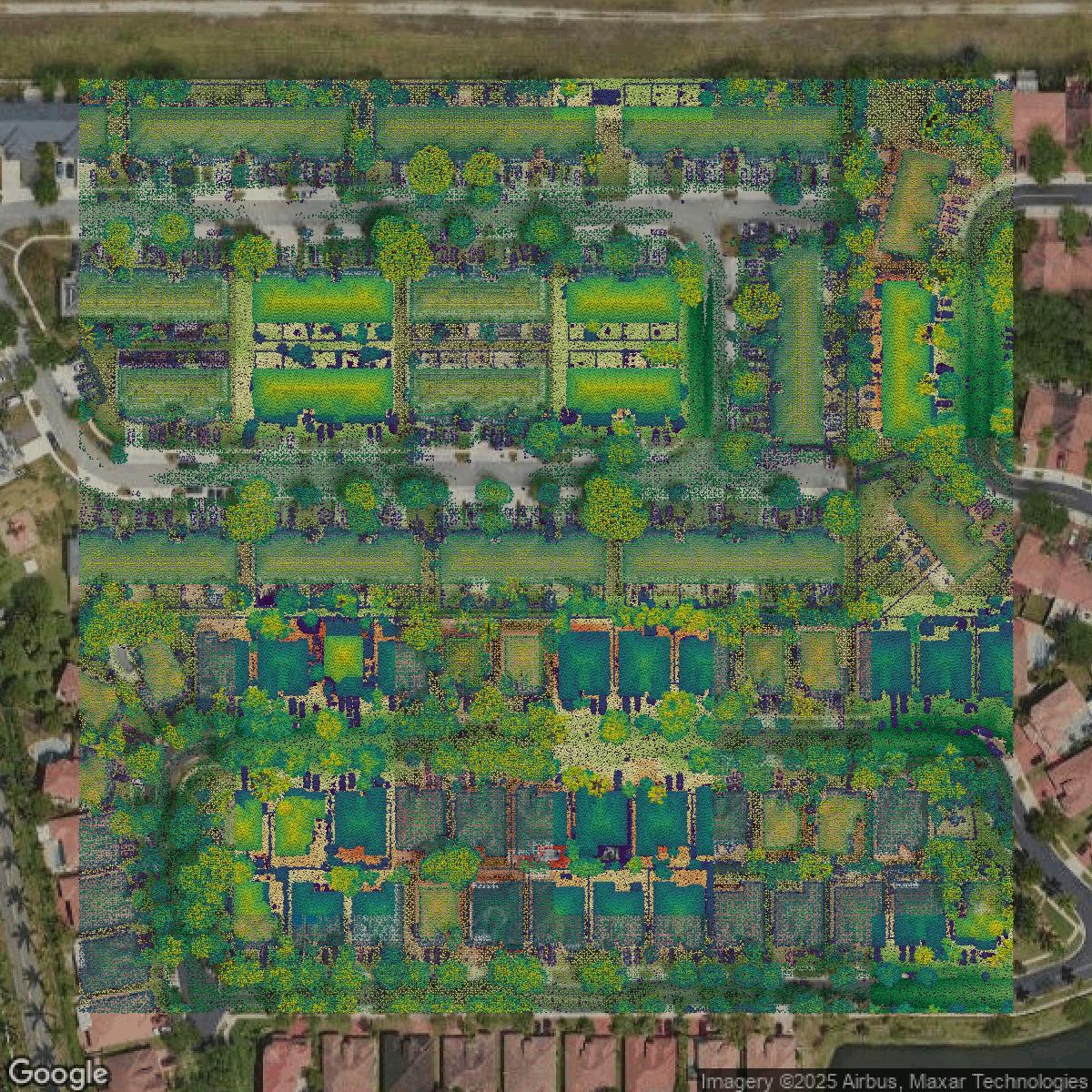 This image shows a LiDAR point cloud in Broward County created using GIS data in Equator.