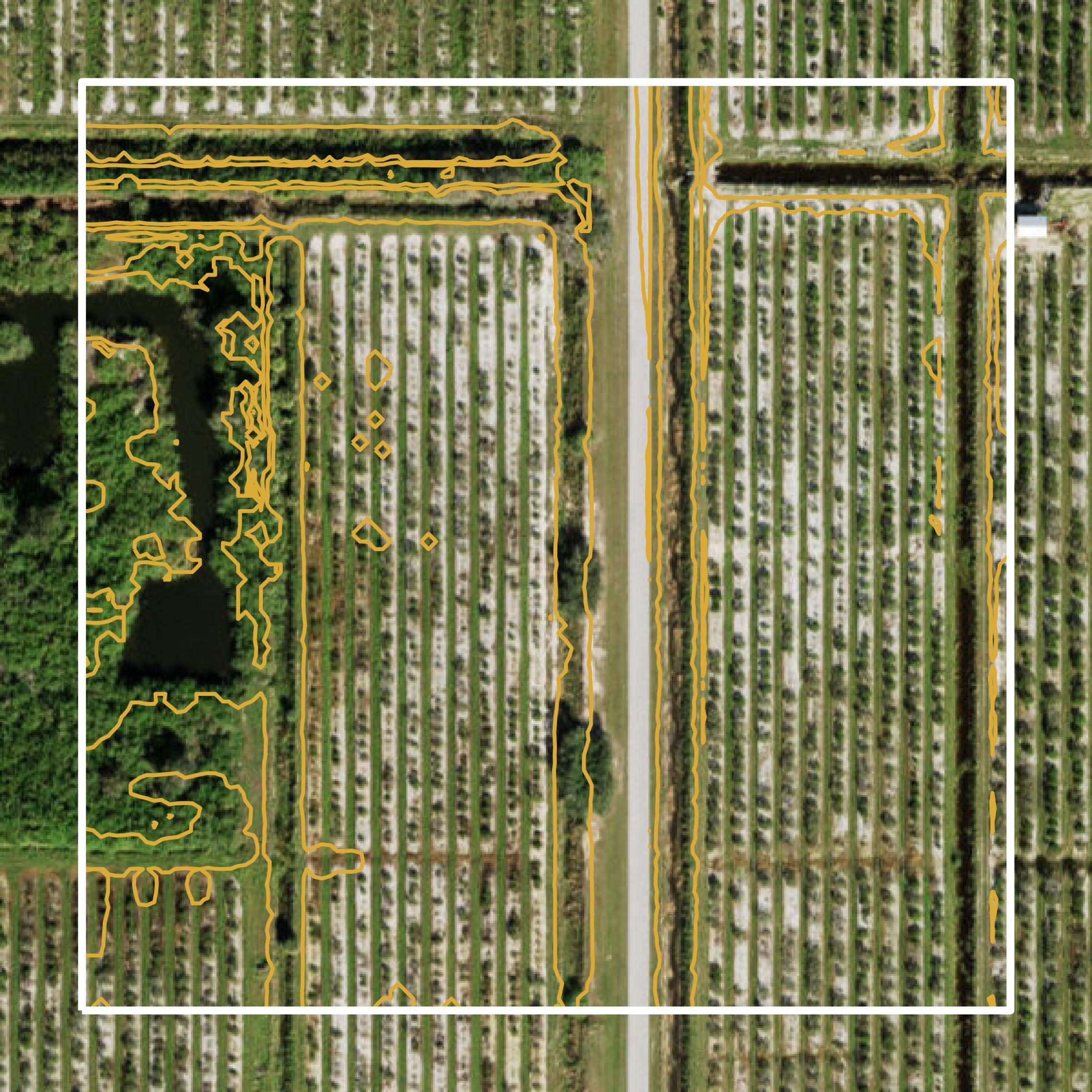 This image shows a contour map in Charlotte County created using GIS data in Equator.