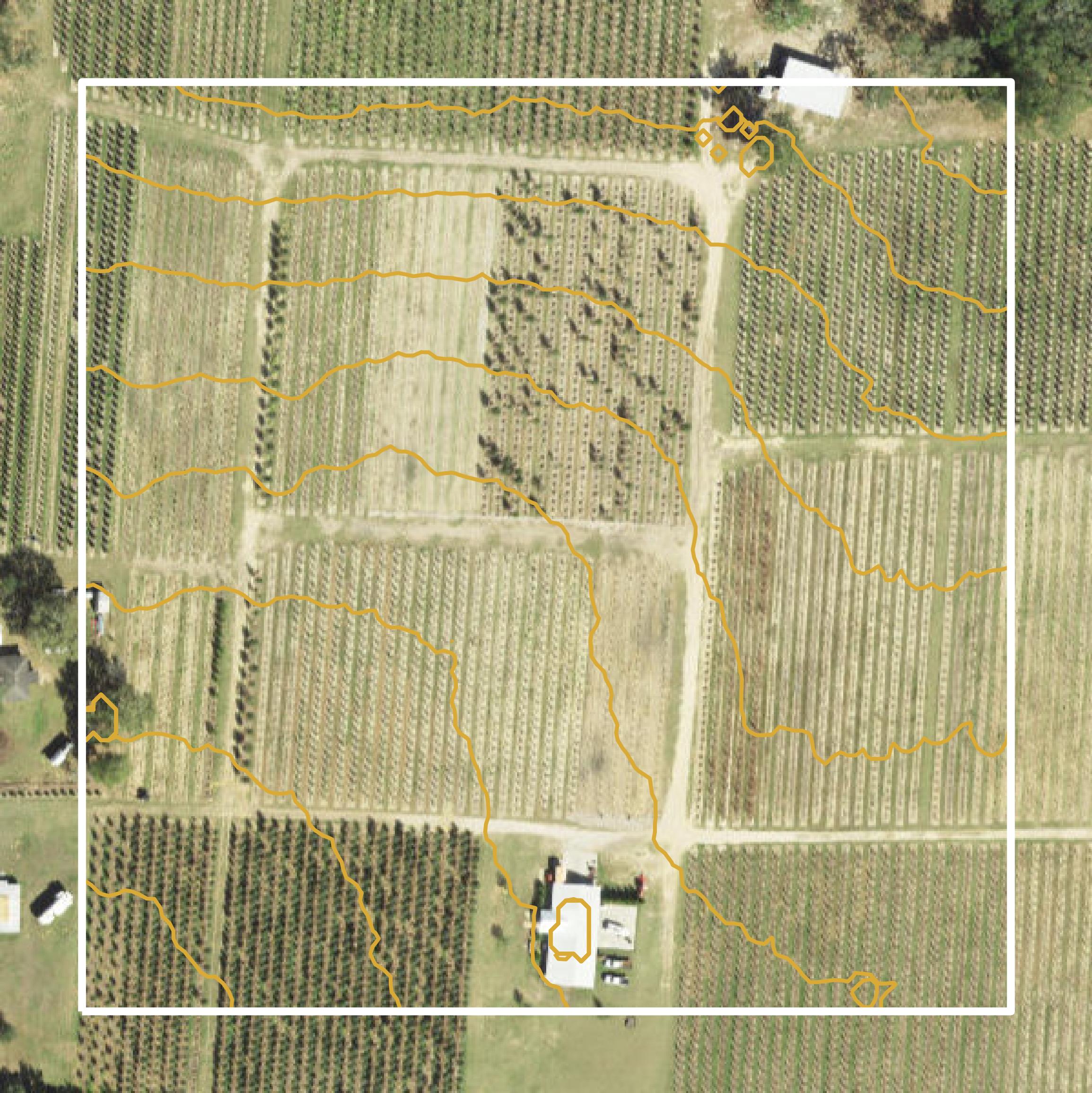 This image shows a contour map in Citrus County created using GIS data in Equator.