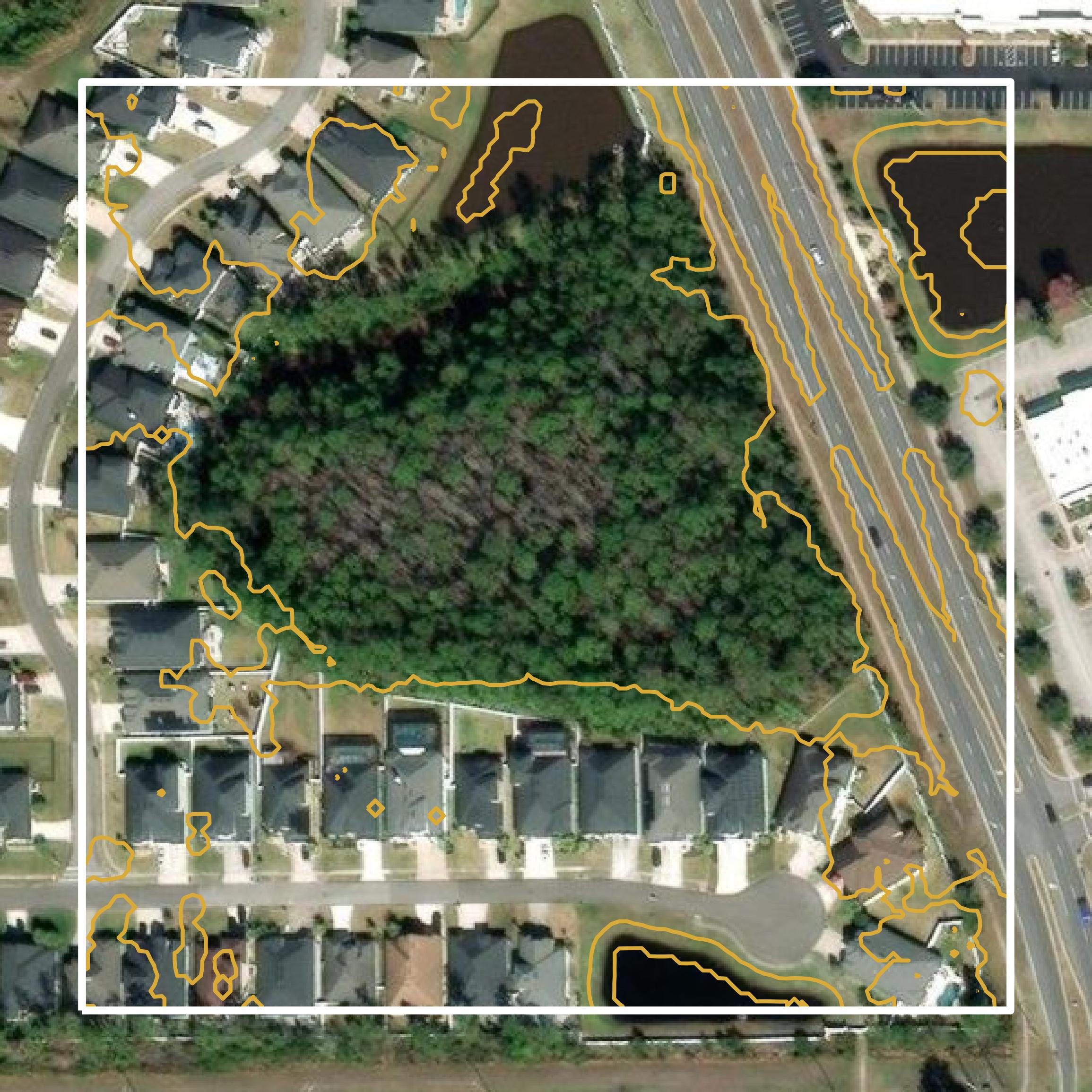 This image shows a contour map in Clay County created using GIS data in Equator.