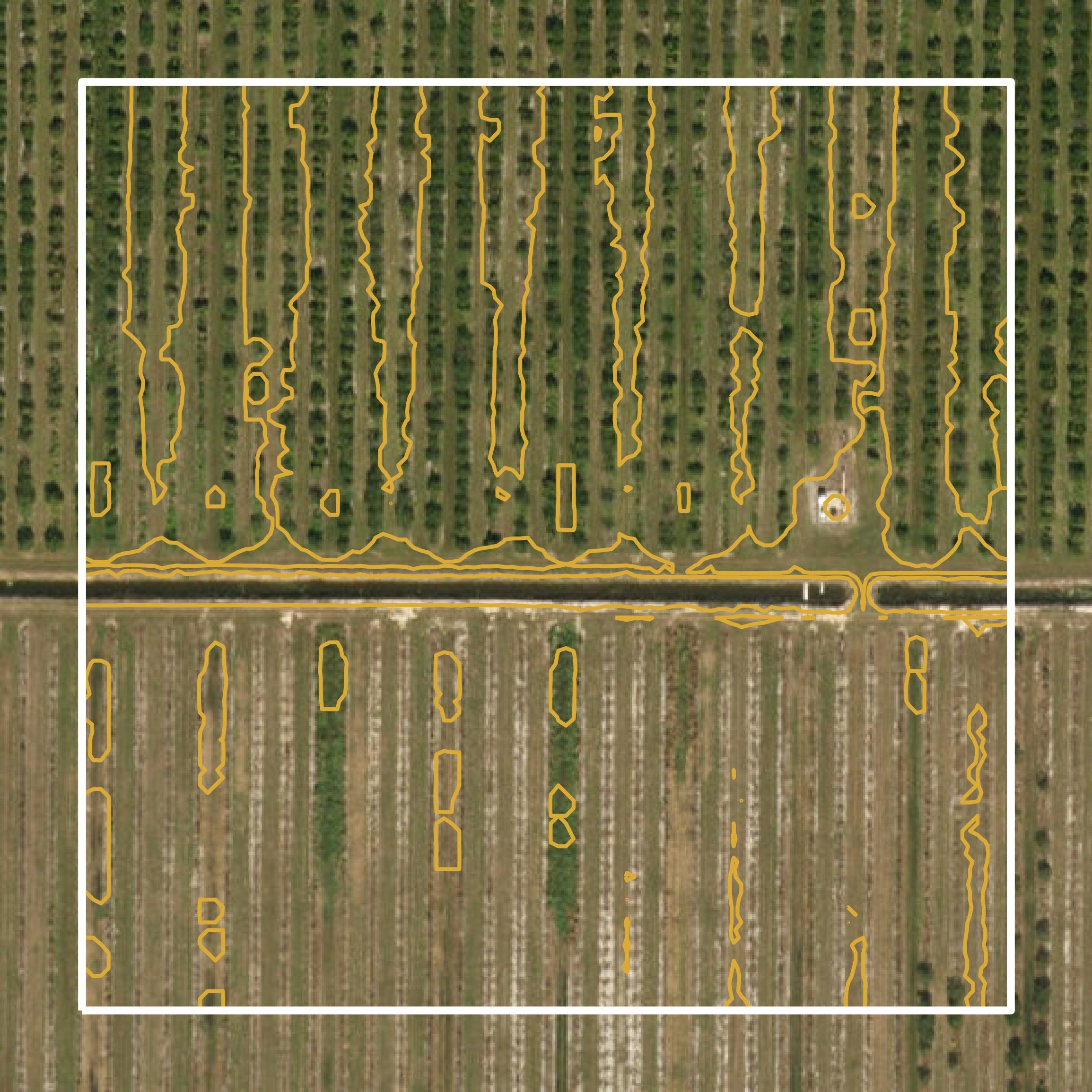 This image shows a contour map in DeSoto County created using GIS data in Equator.
