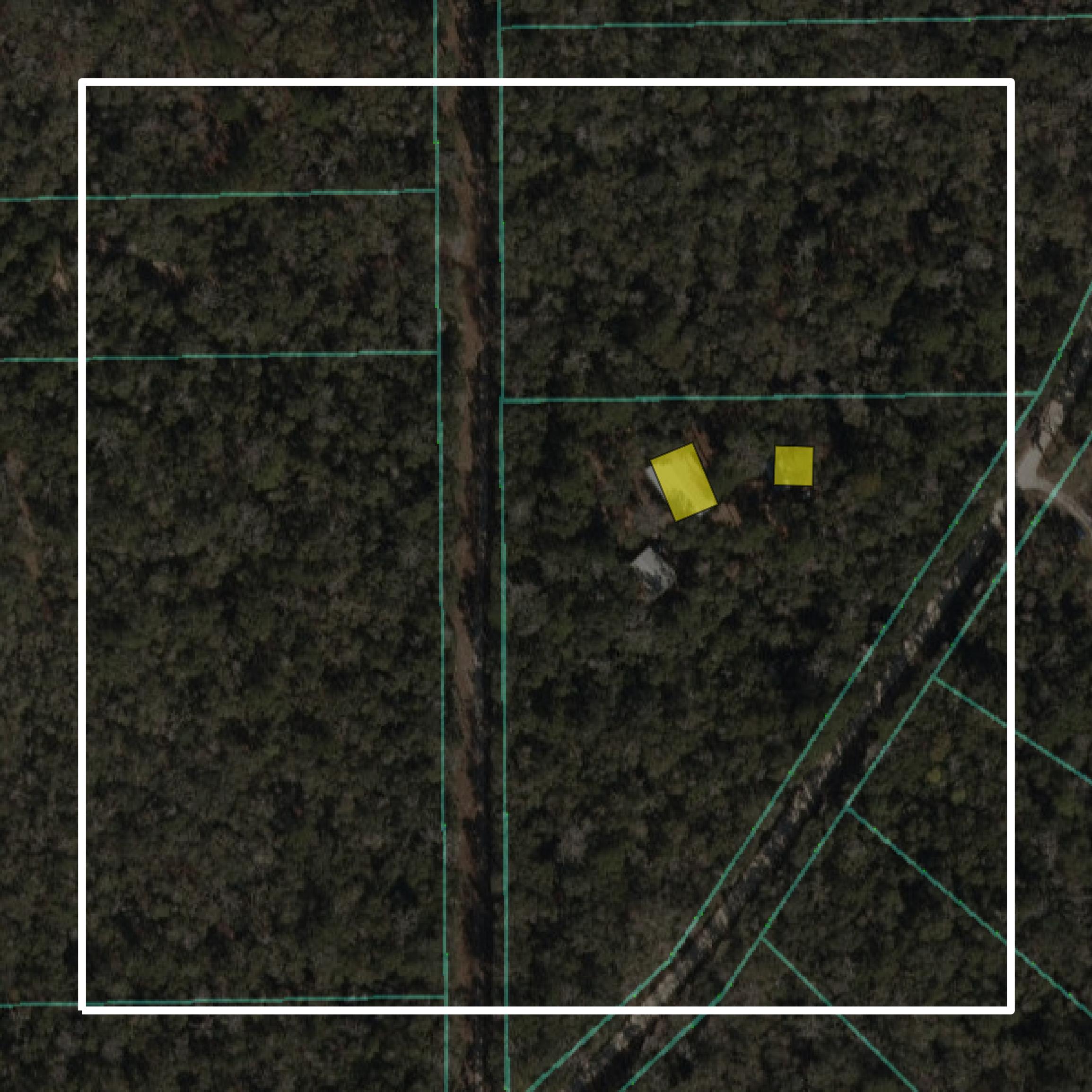 This image shows parcel and building data in Dixie County created using GIS data in Equator.