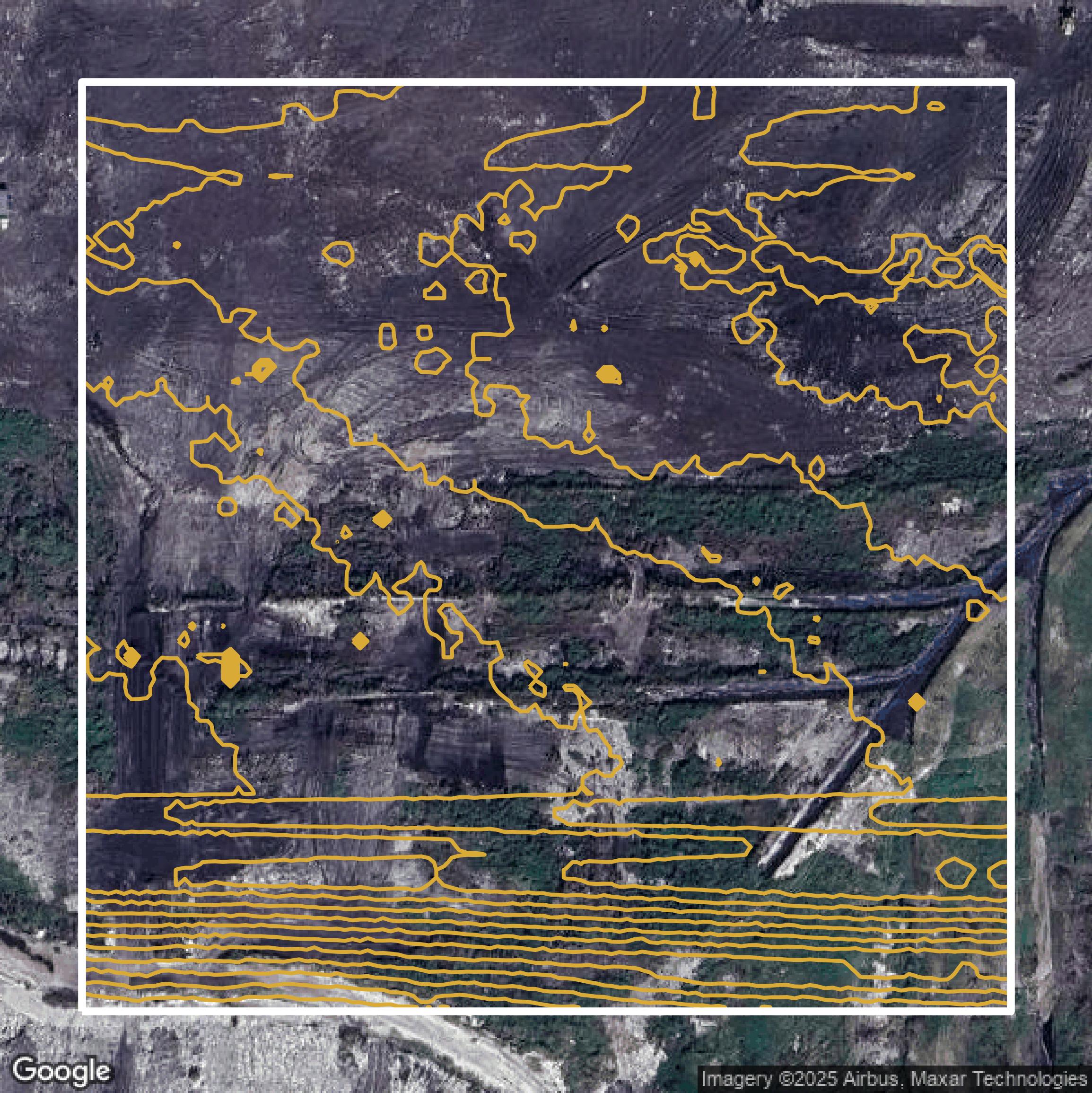 This image shows a contour map in Duval County created using GIS data in Equator.