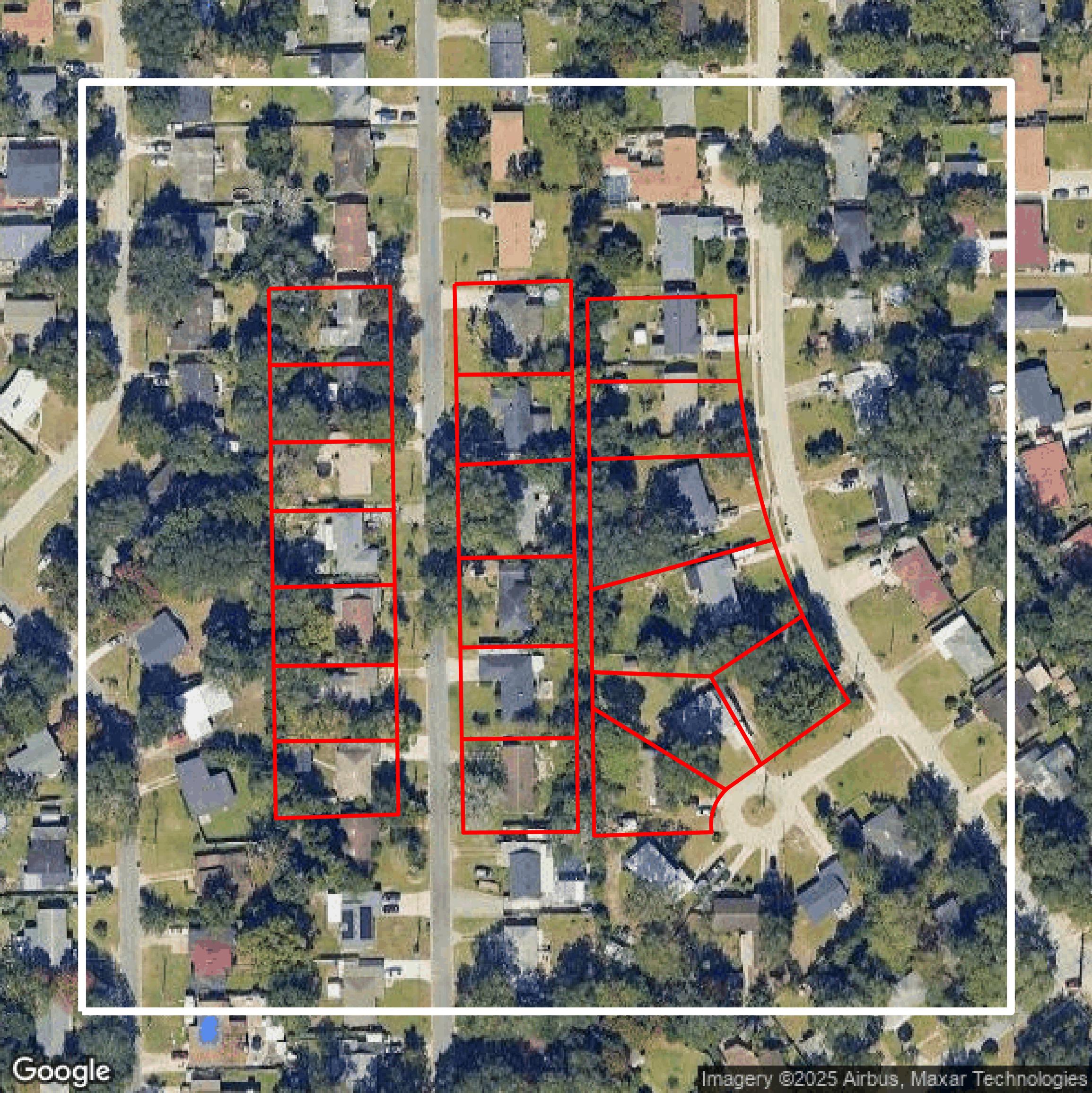 This image shows parcel data in Duval County created using GIS data in Equator.