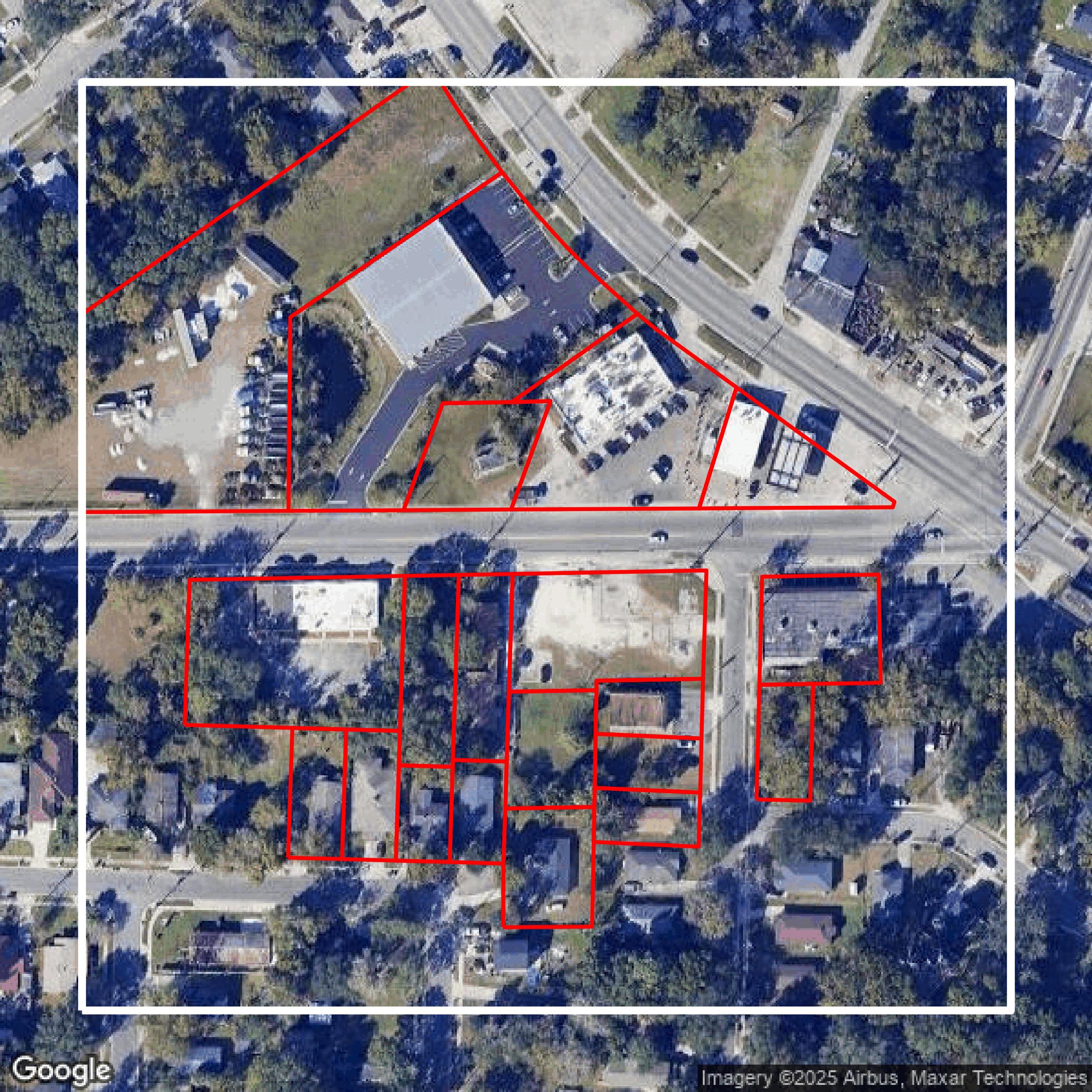 This image shows parcel data in Duval County created using GIS data in Equator.