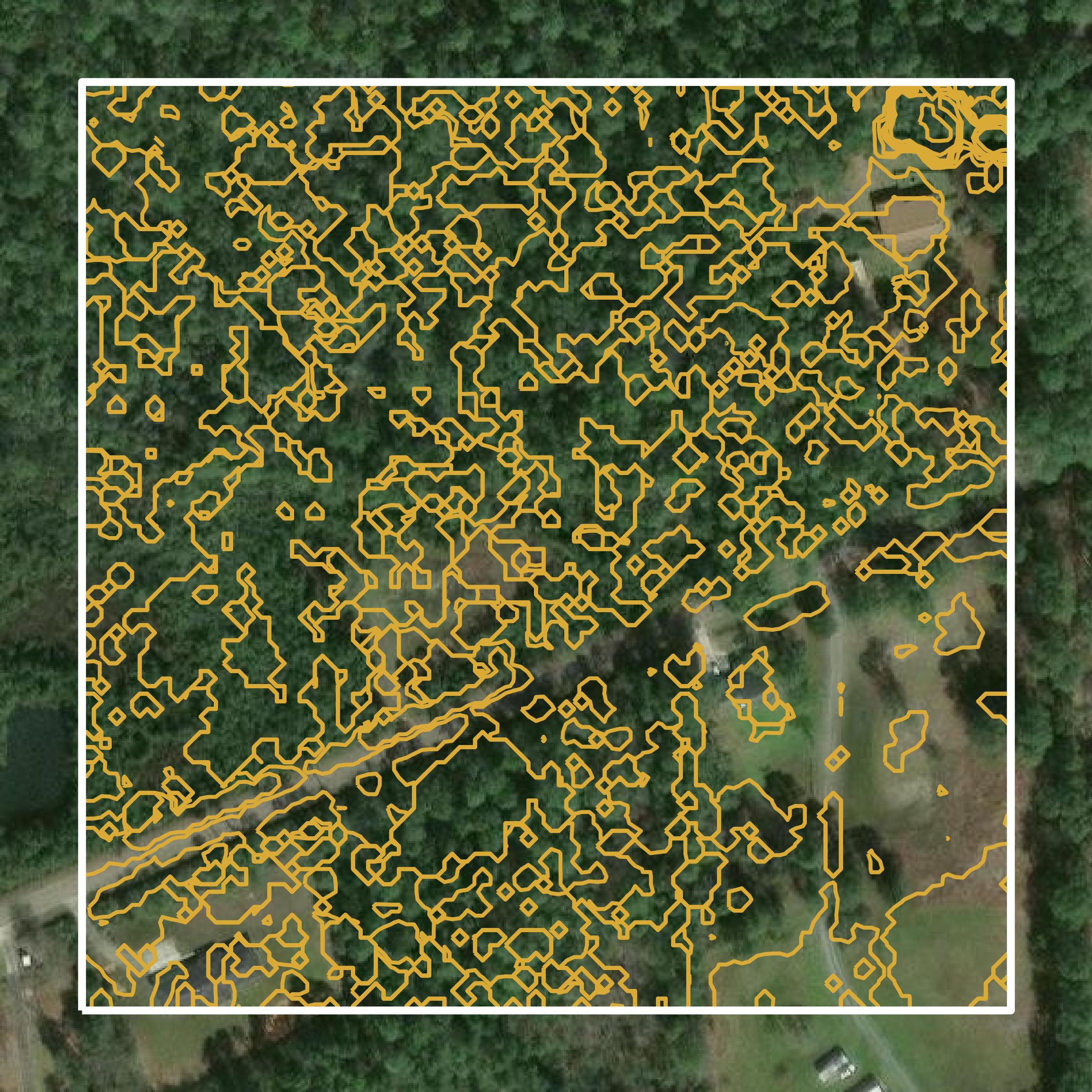 This image shows a contour map in Escambia County created using GIS data in Equator.