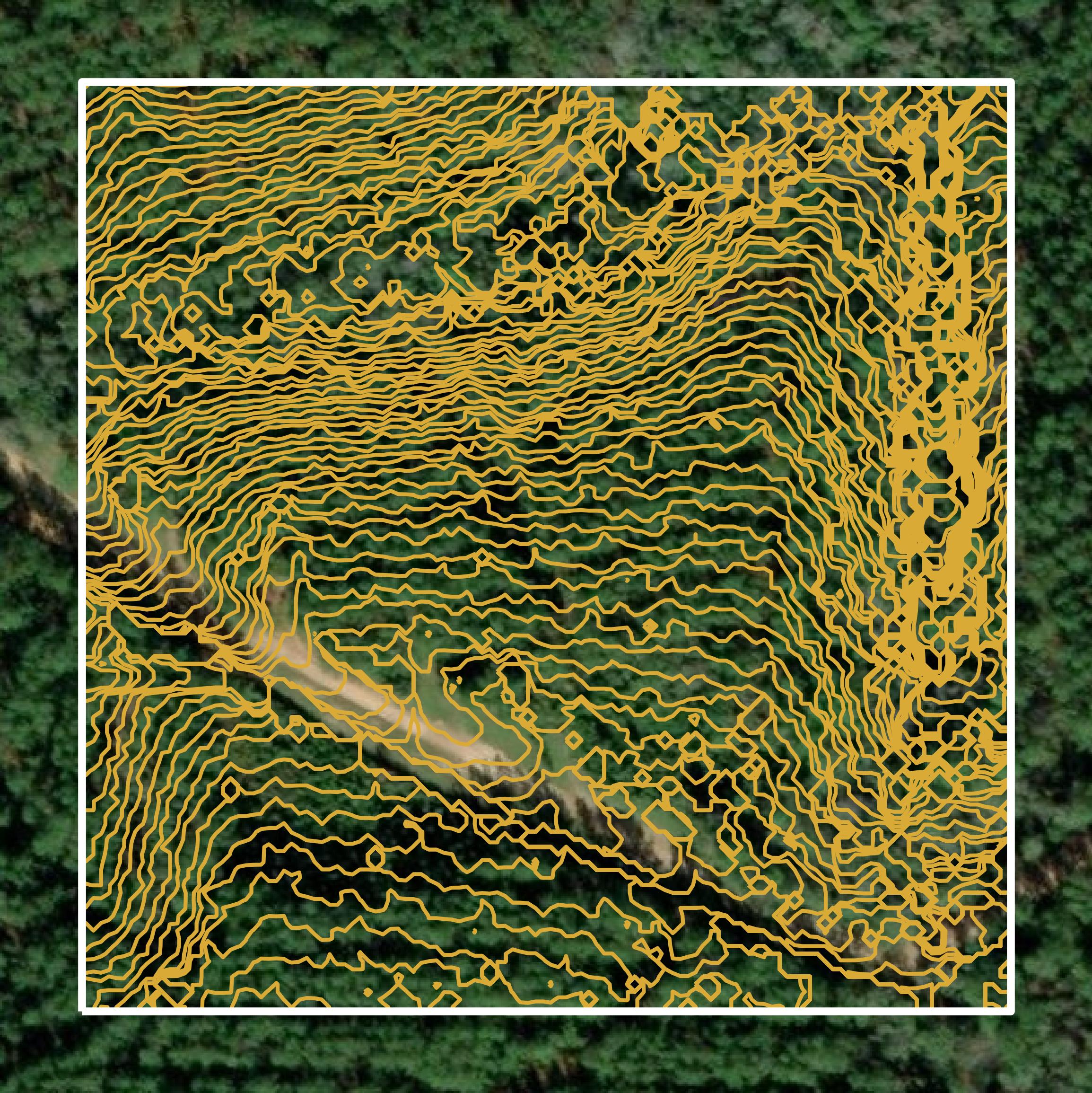This image shows a contour map in Escambia County created using GIS data in Equator.