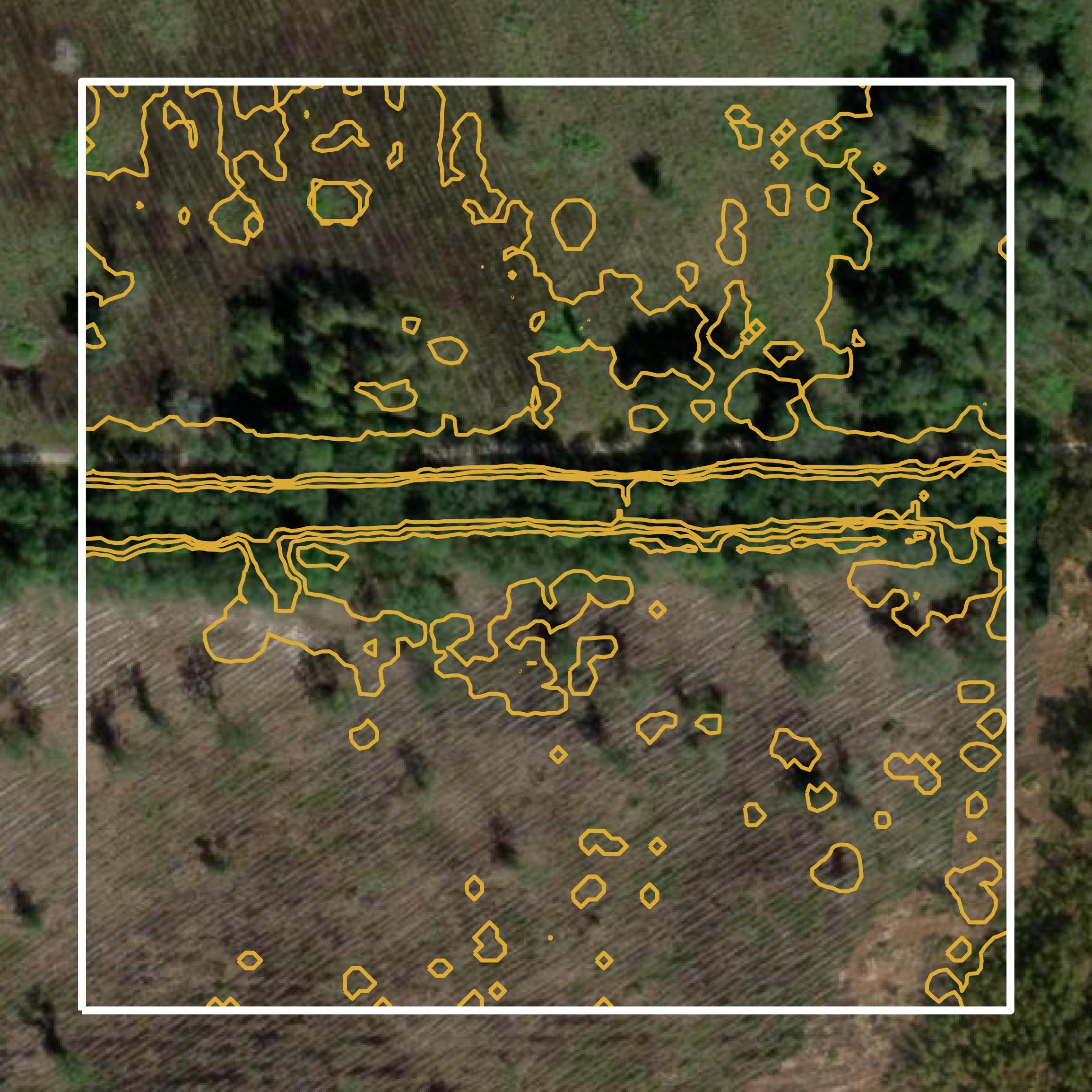 This image shows a contour map in Flagler County created using GIS data in Equator.