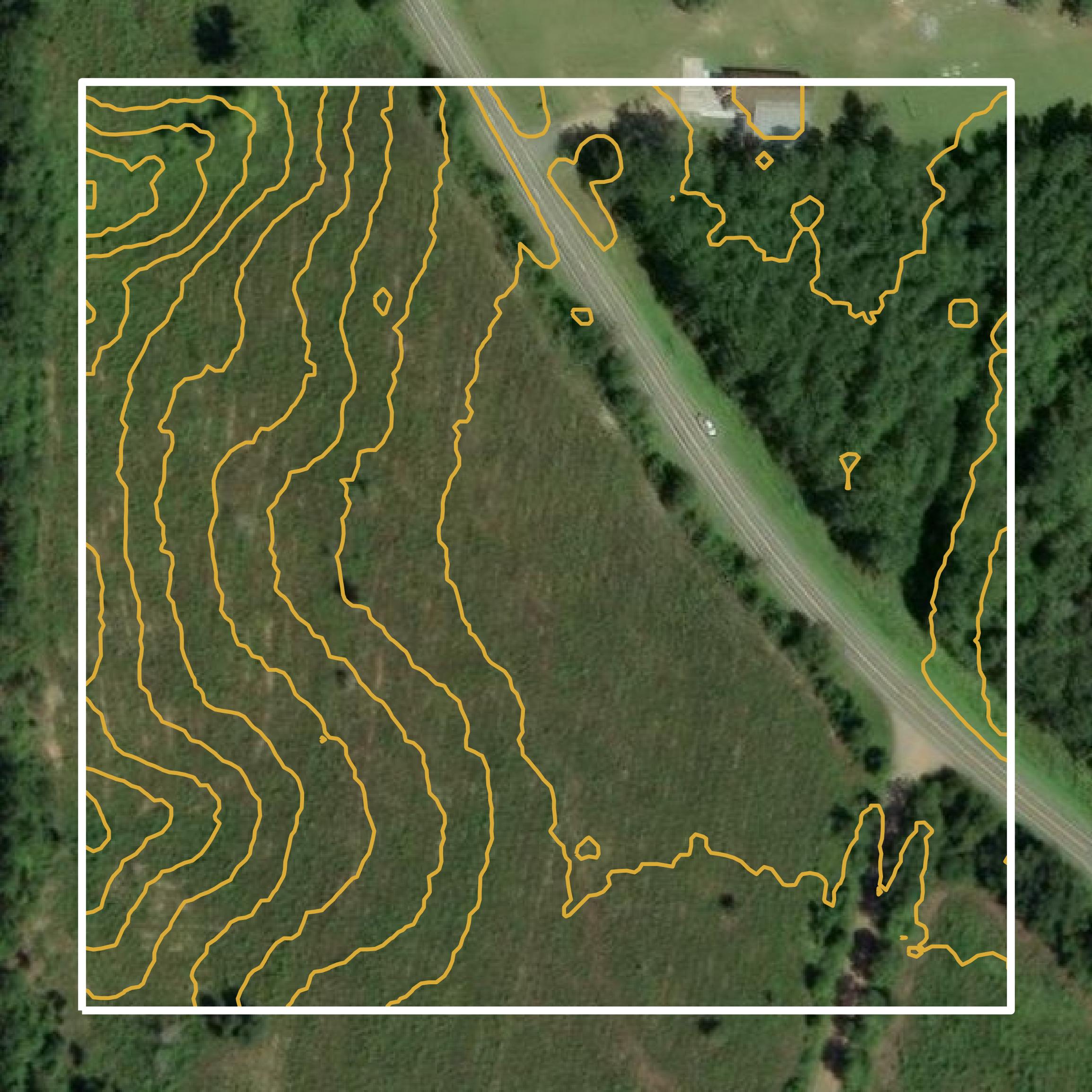 This image shows a contour map in Gadsden County created using GIS data in Equator.