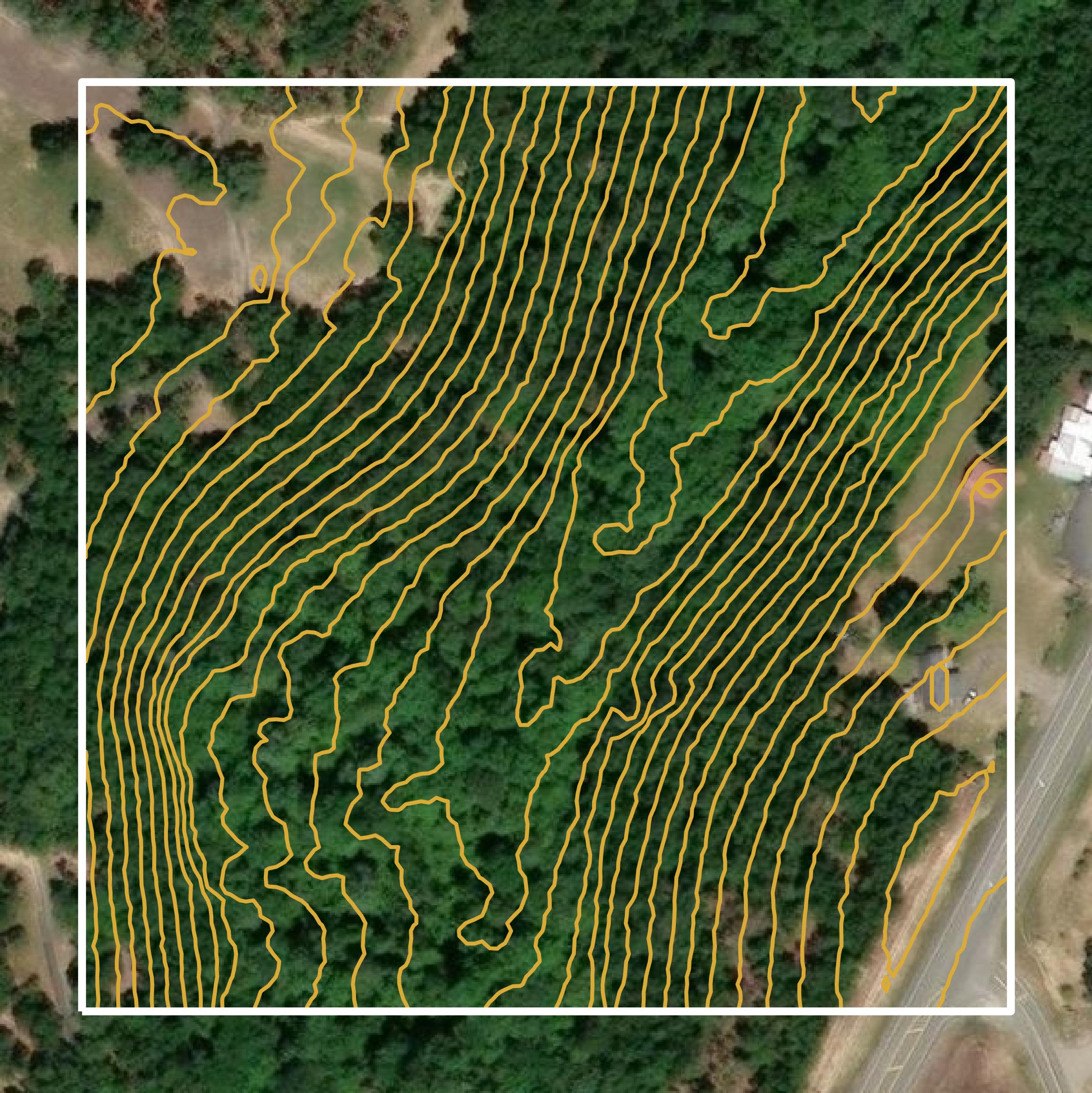 This image shows a contour map in Gadsden County created using GIS data in Equator.