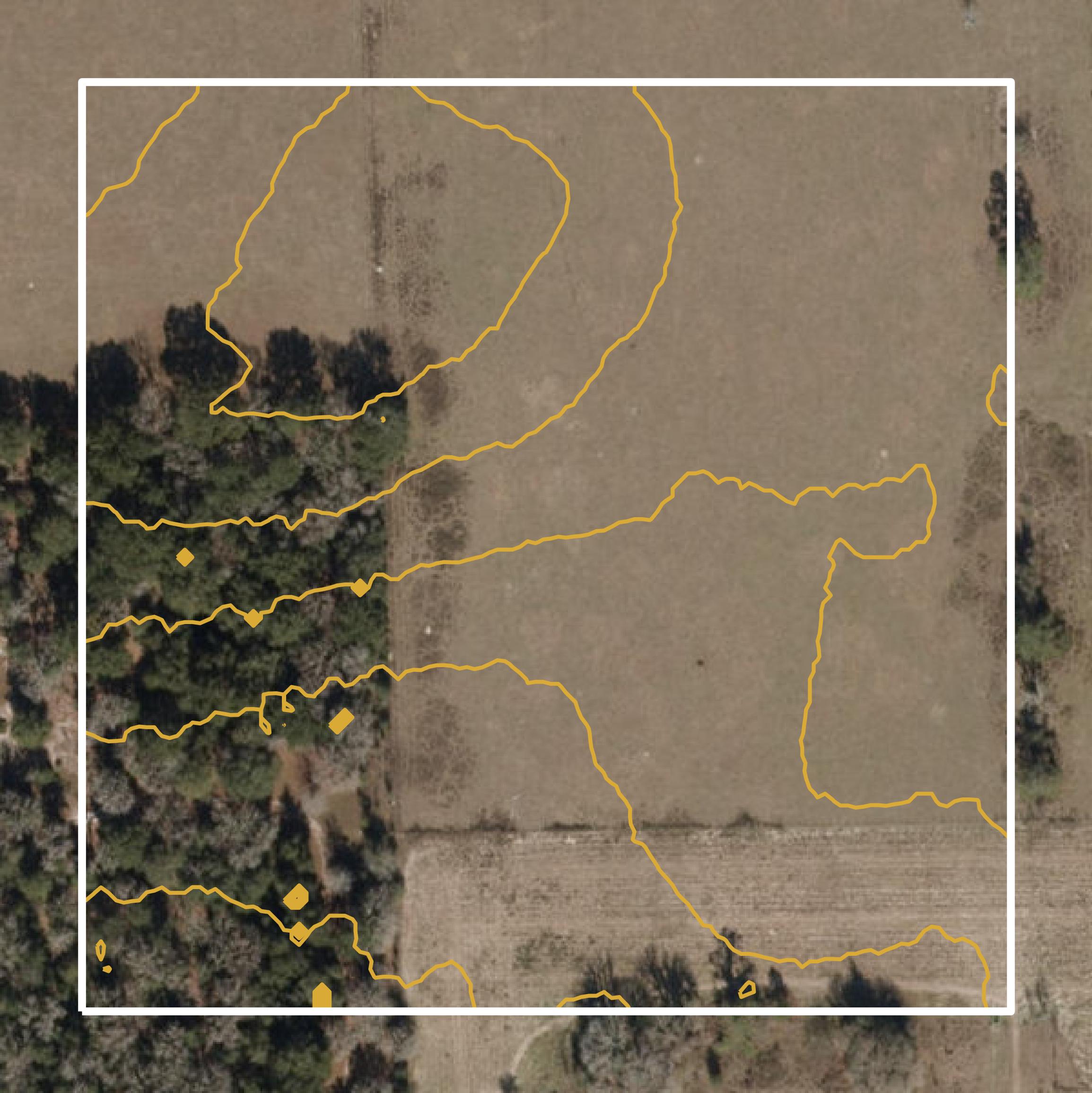 This image shows a contour map in Gilchrist County created using GIS data in Equator.