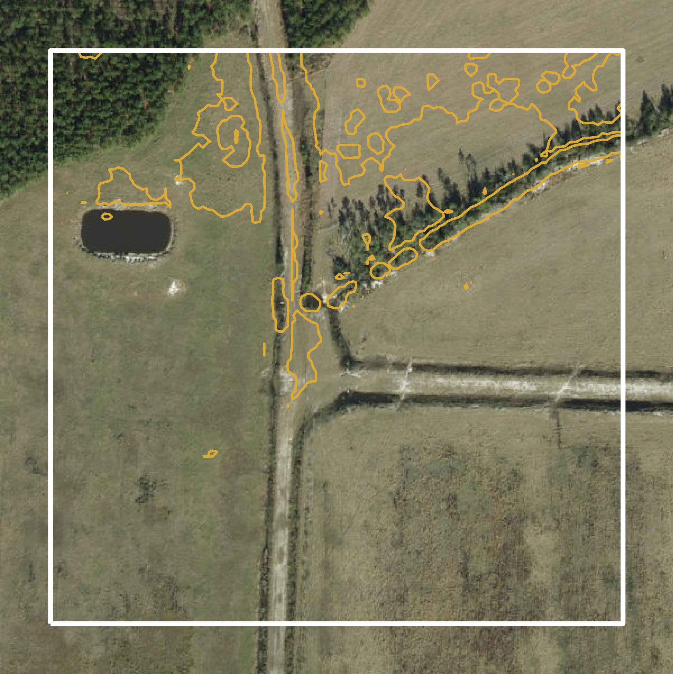 This image shows a contour map in Gulf County created using GIS data in Equator.