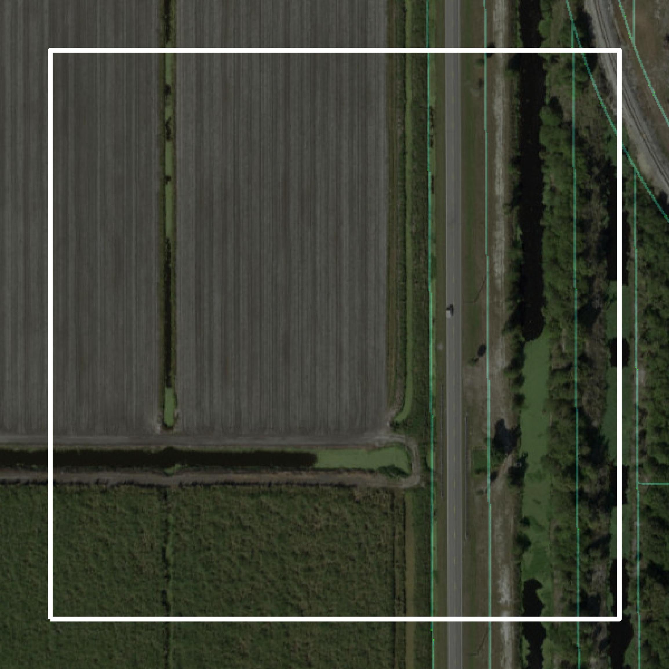 This image shows parcel and building data in Hendry County created using GIS data in Equator.
