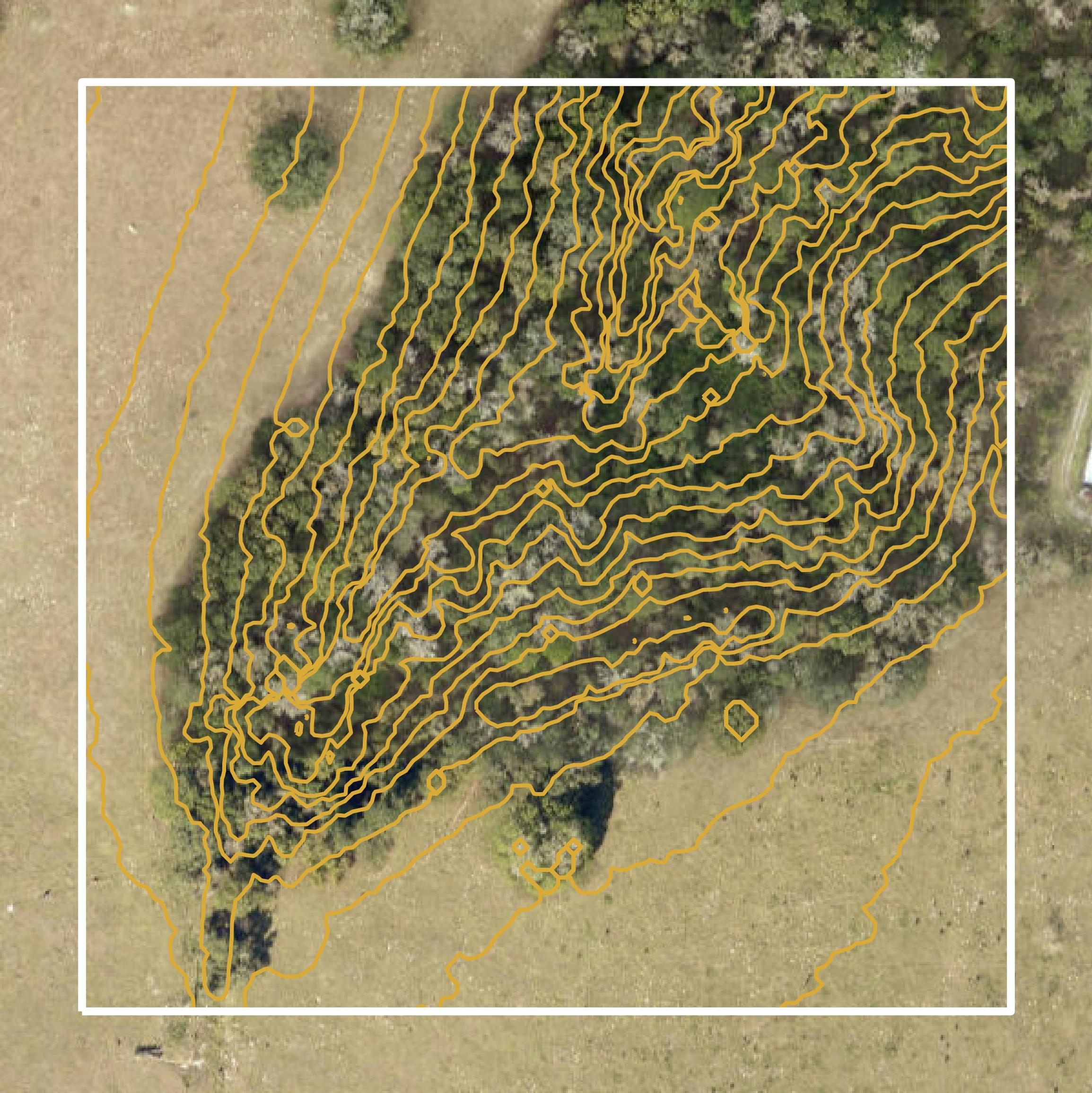 This image shows a contour map in Hernando County created using GIS data in Equator.