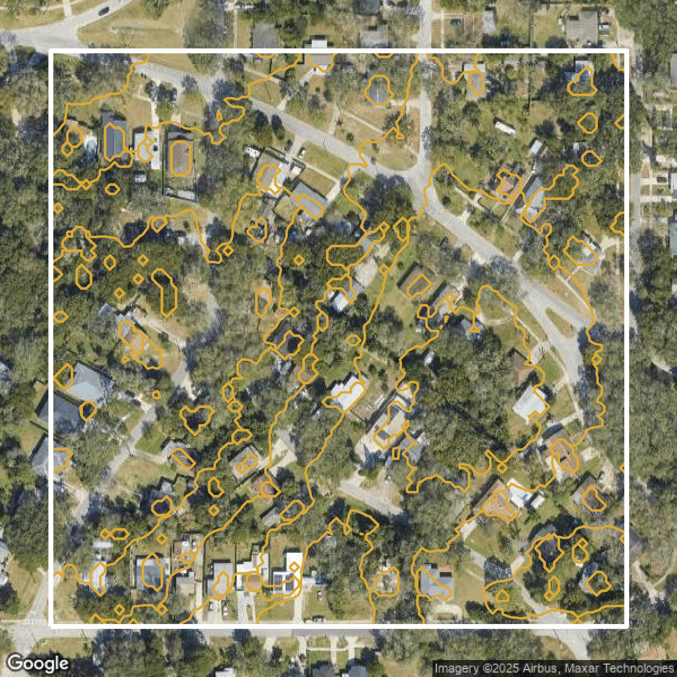 This image shows a contour map in Hillsborough County created using GIS data in Equator.