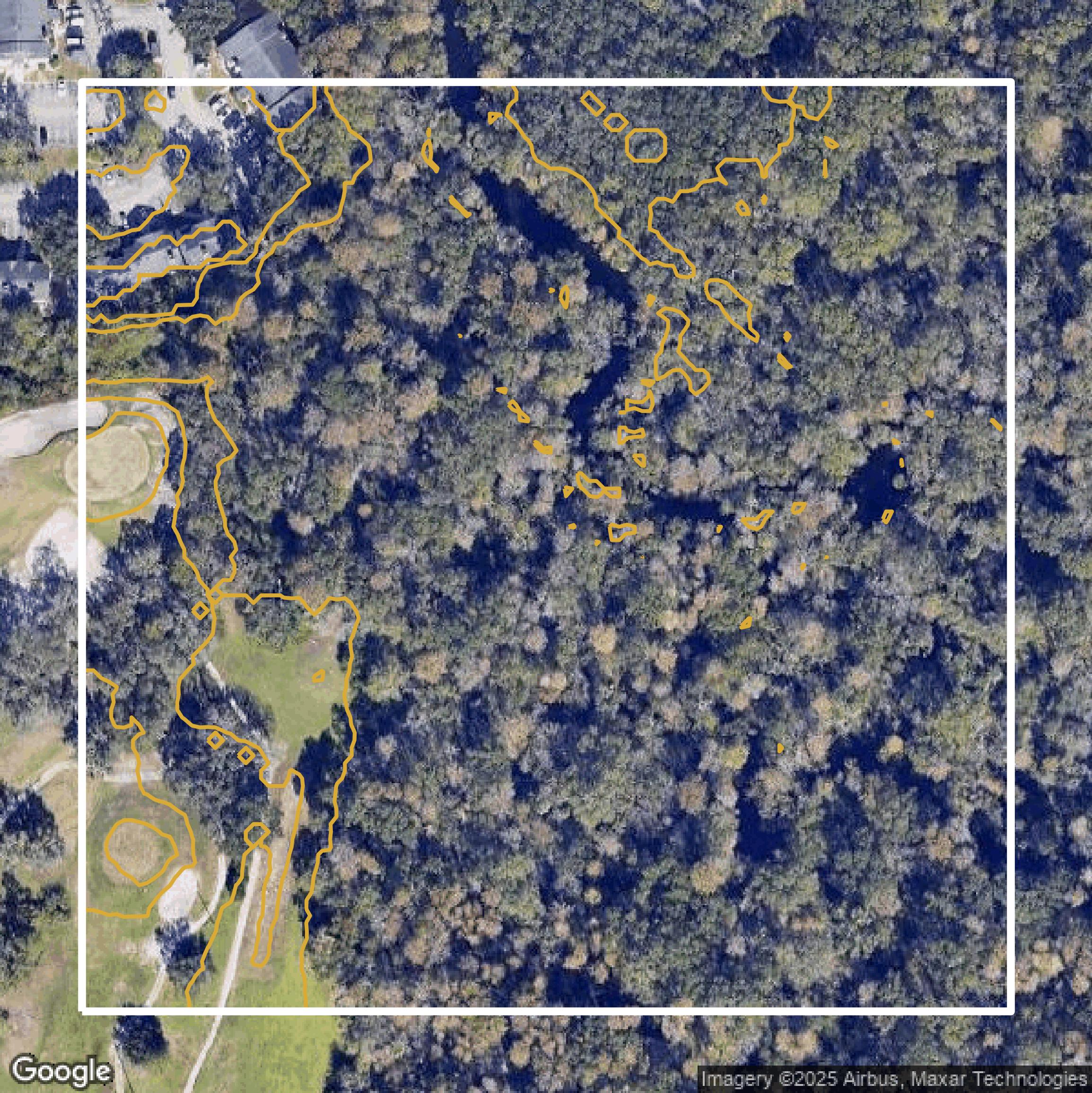 This image shows a contour map in Hillsborough County created using GIS data in Equator.