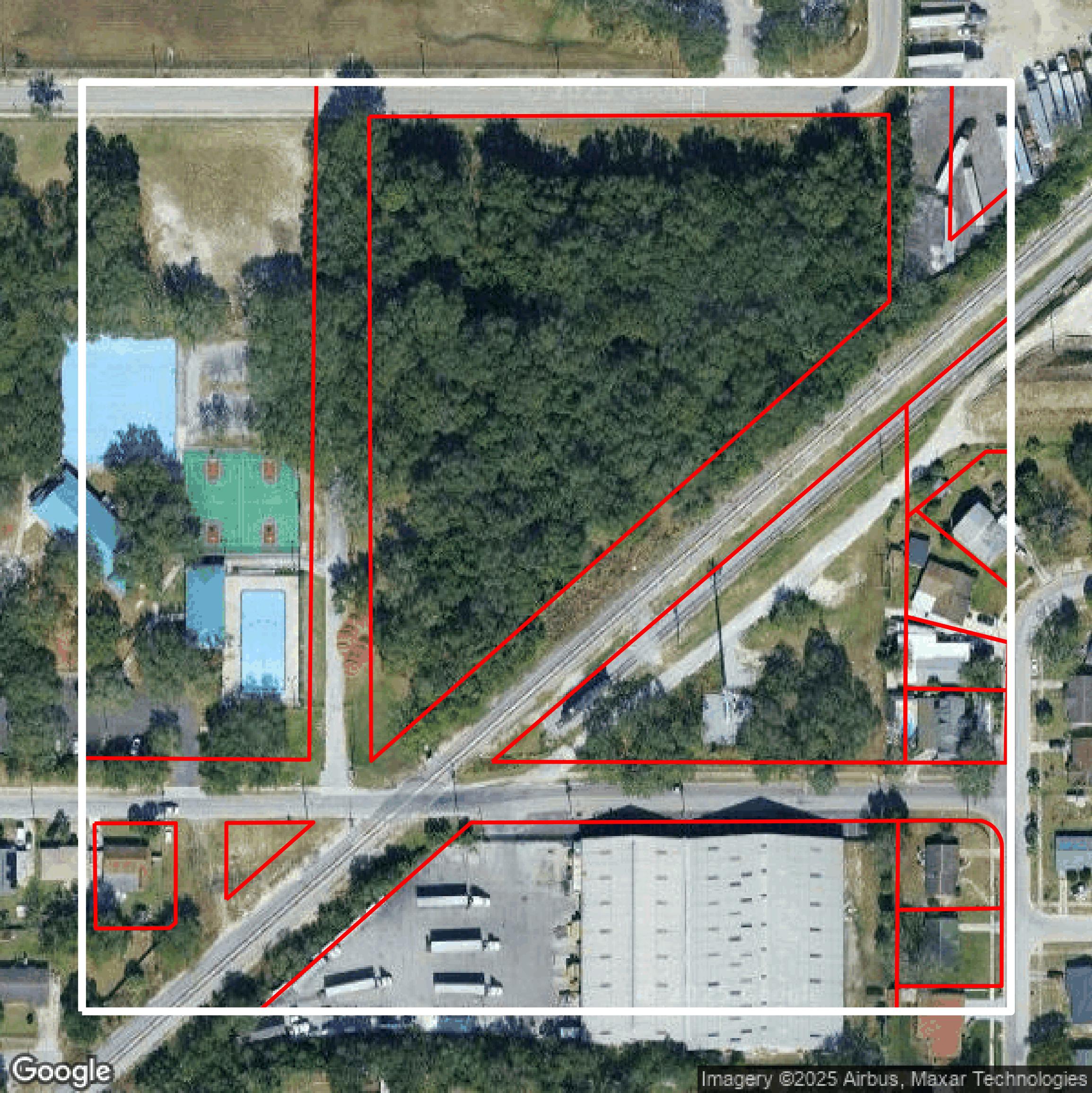 This image shows parcel and building data in Hillsborough County created using GIS data in Equator.