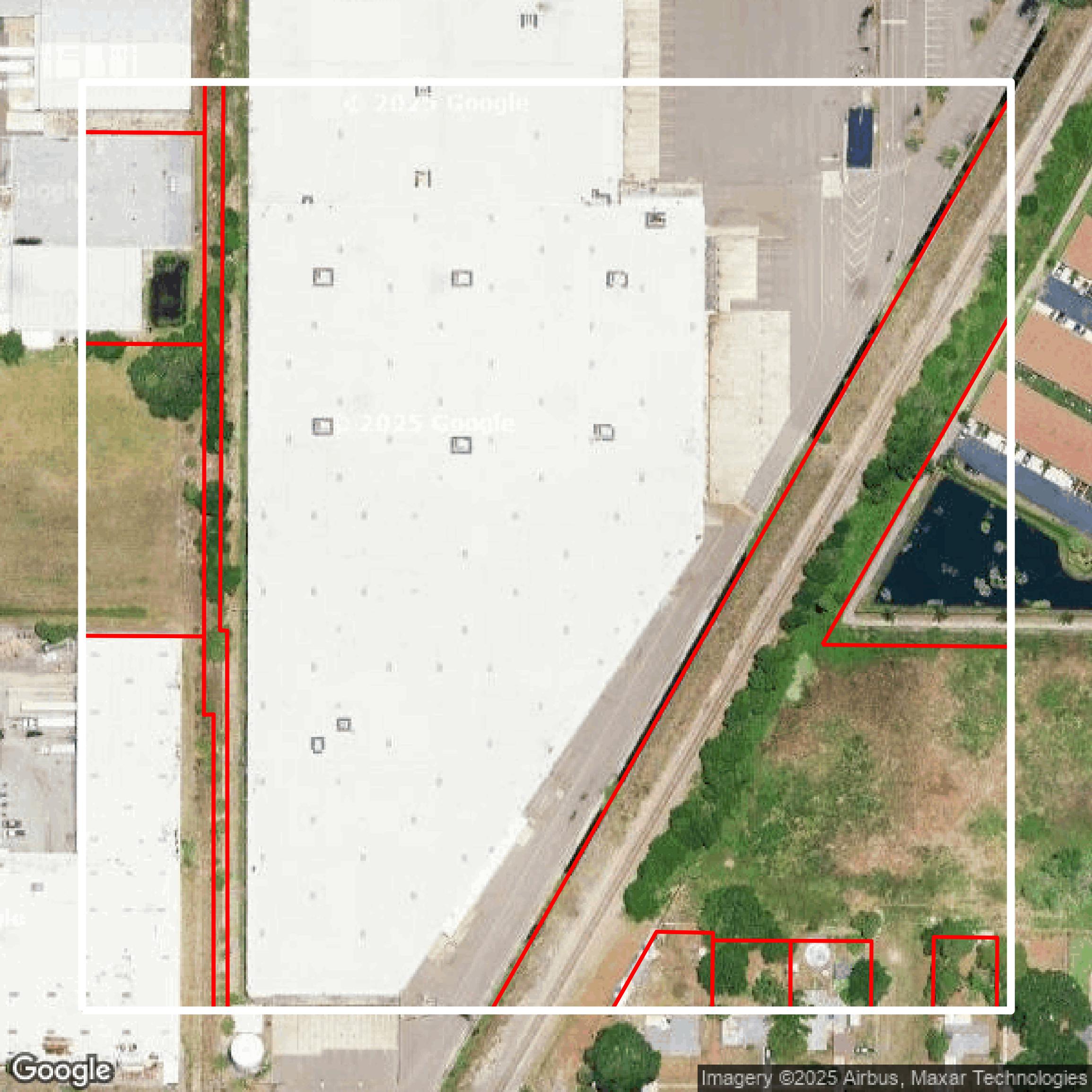 This image shows parcel and building data in Hillsborough County created using GIS data in Equator.
