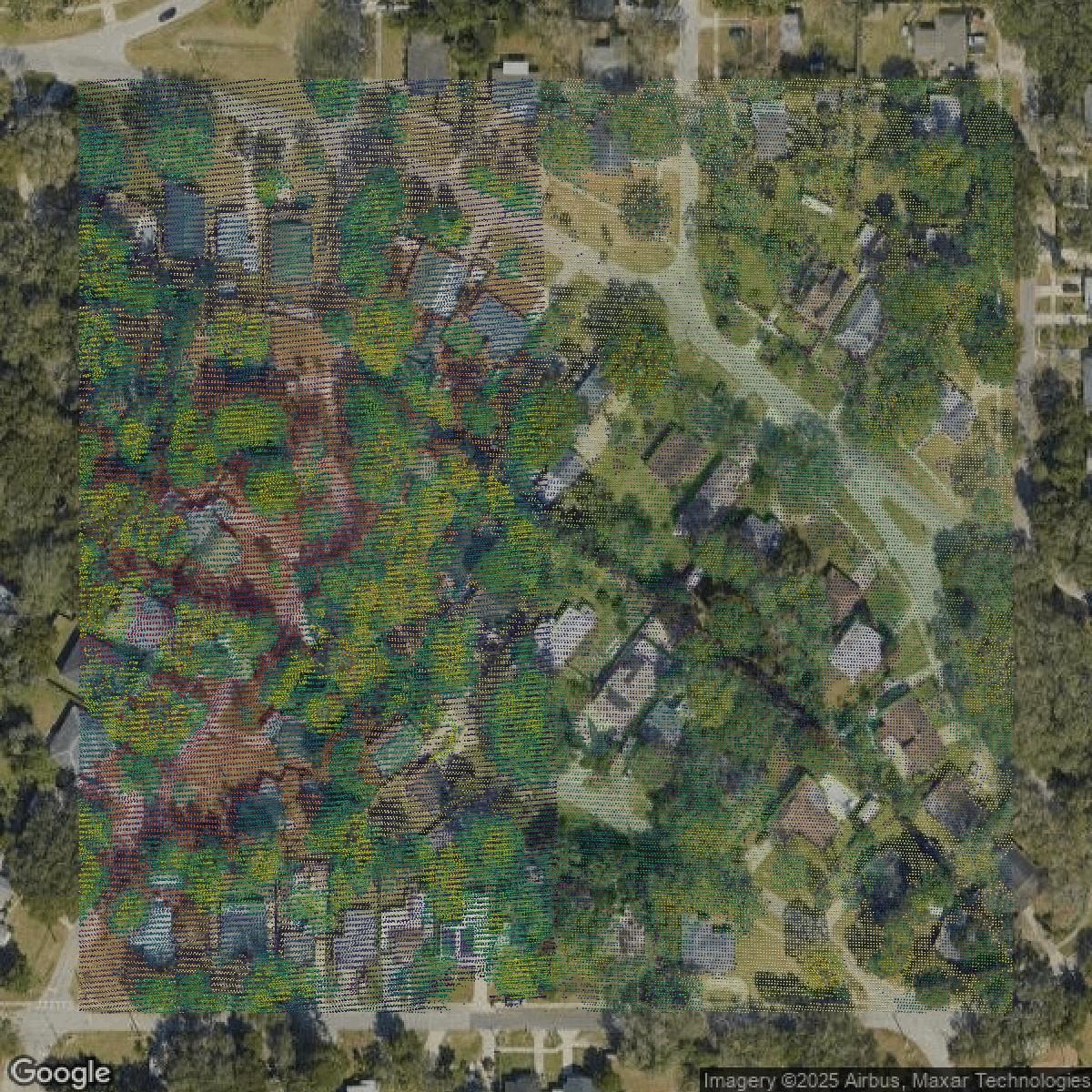 This image shows a LiDAR point cloud in Hillsborough County created using GIS data in Equator.