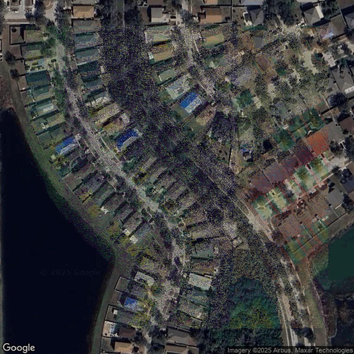 This image shows a LiDAR point cloud in Hillsborough County created using GIS data in Equator.