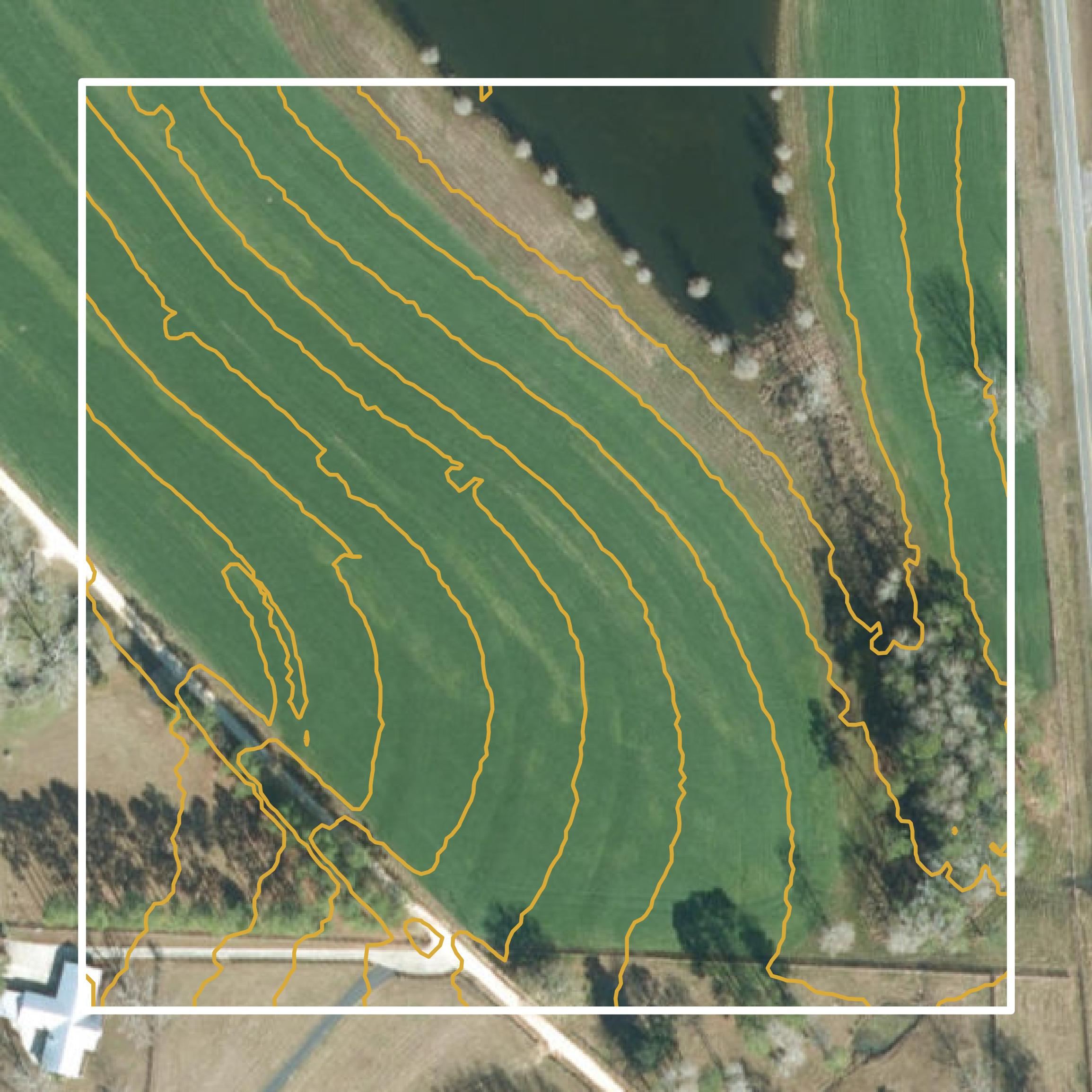 This image shows a contour map in Holmes County created using GIS data in Equator.