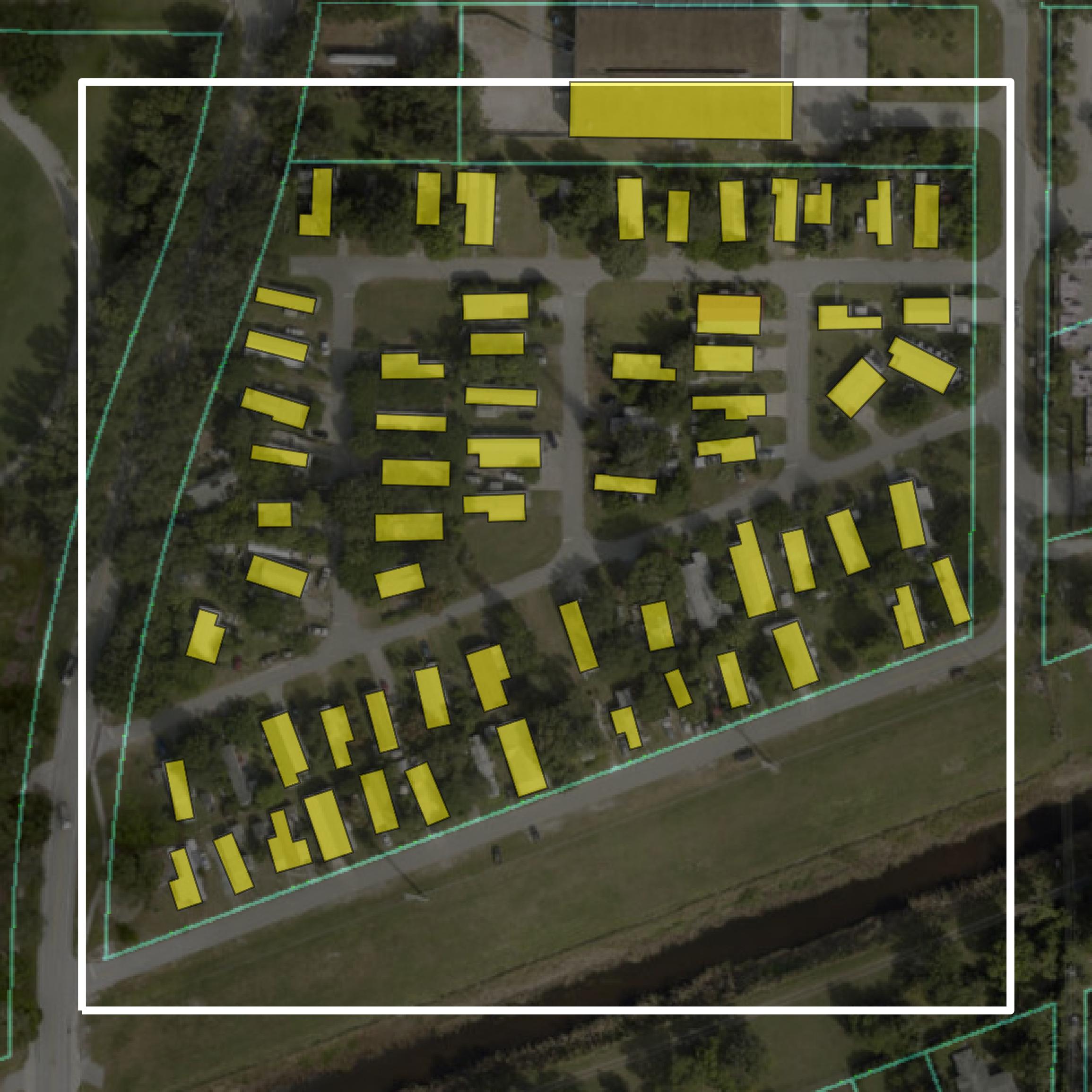 This image shows parcel and building data in Indian River County created using GIS data in Equator.