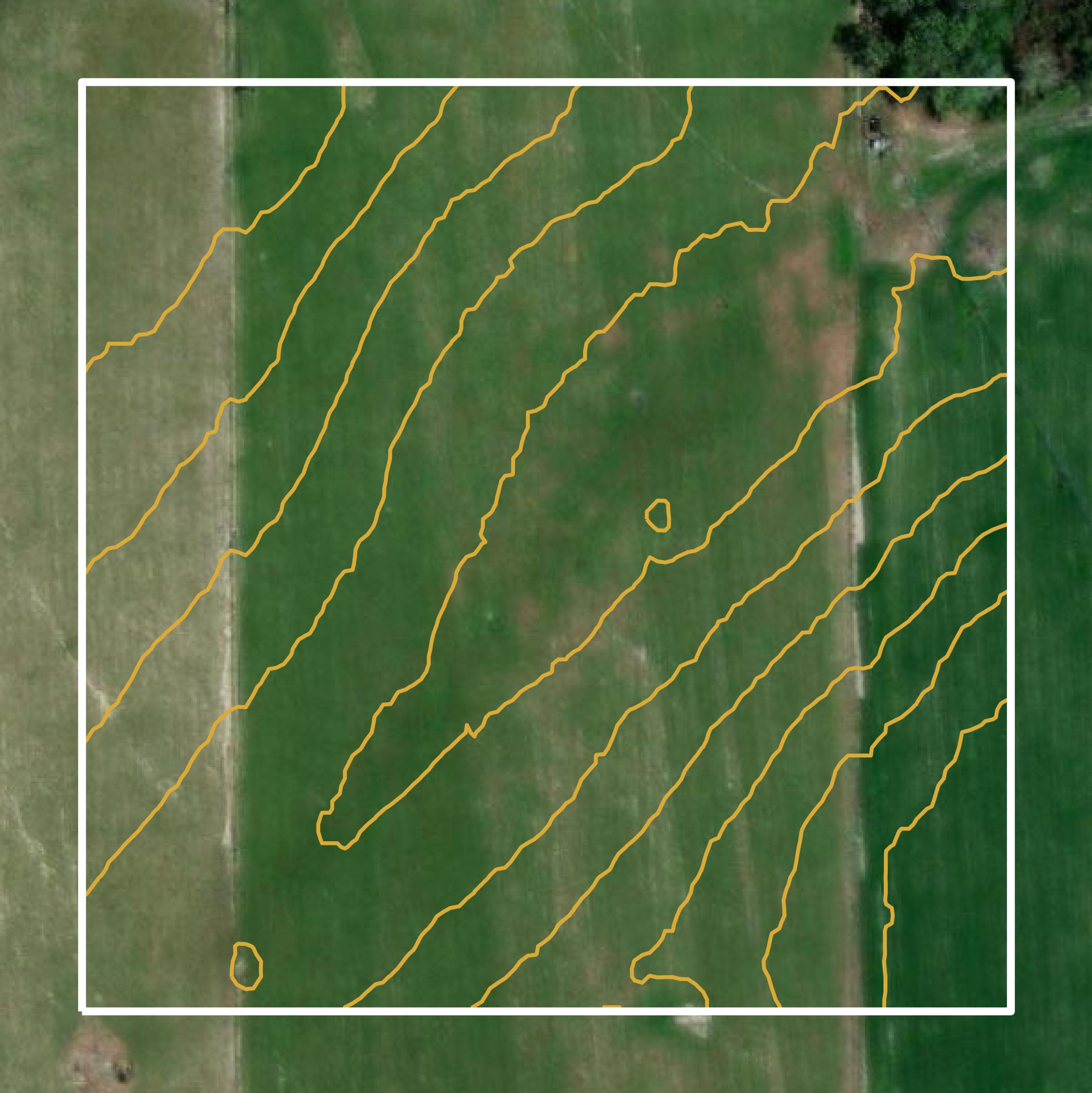 This image shows a contour map in Lafayette County created using GIS data in Equator.