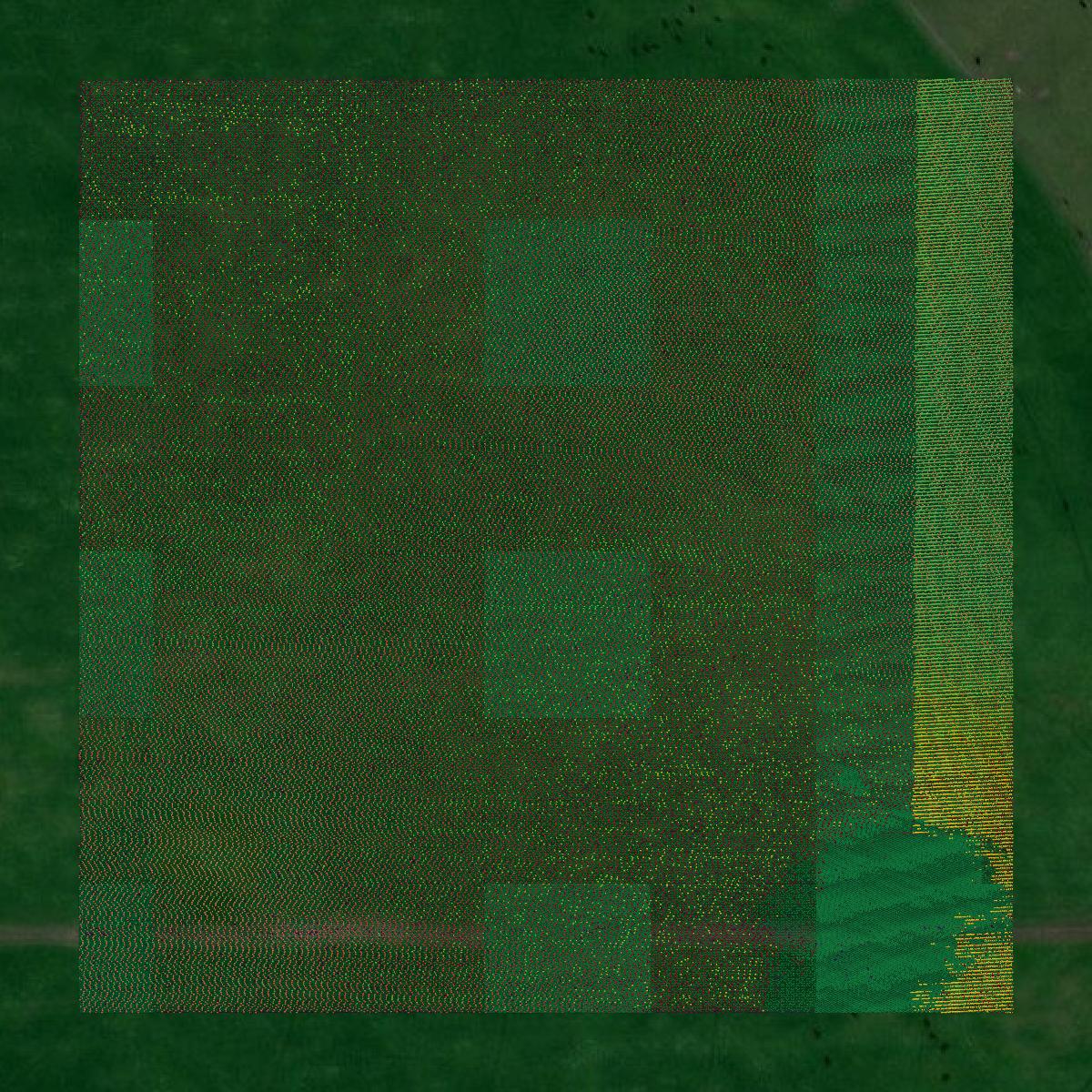 This image shows a LiDAR point cloud in Lafayette County created using GIS data in Equator.