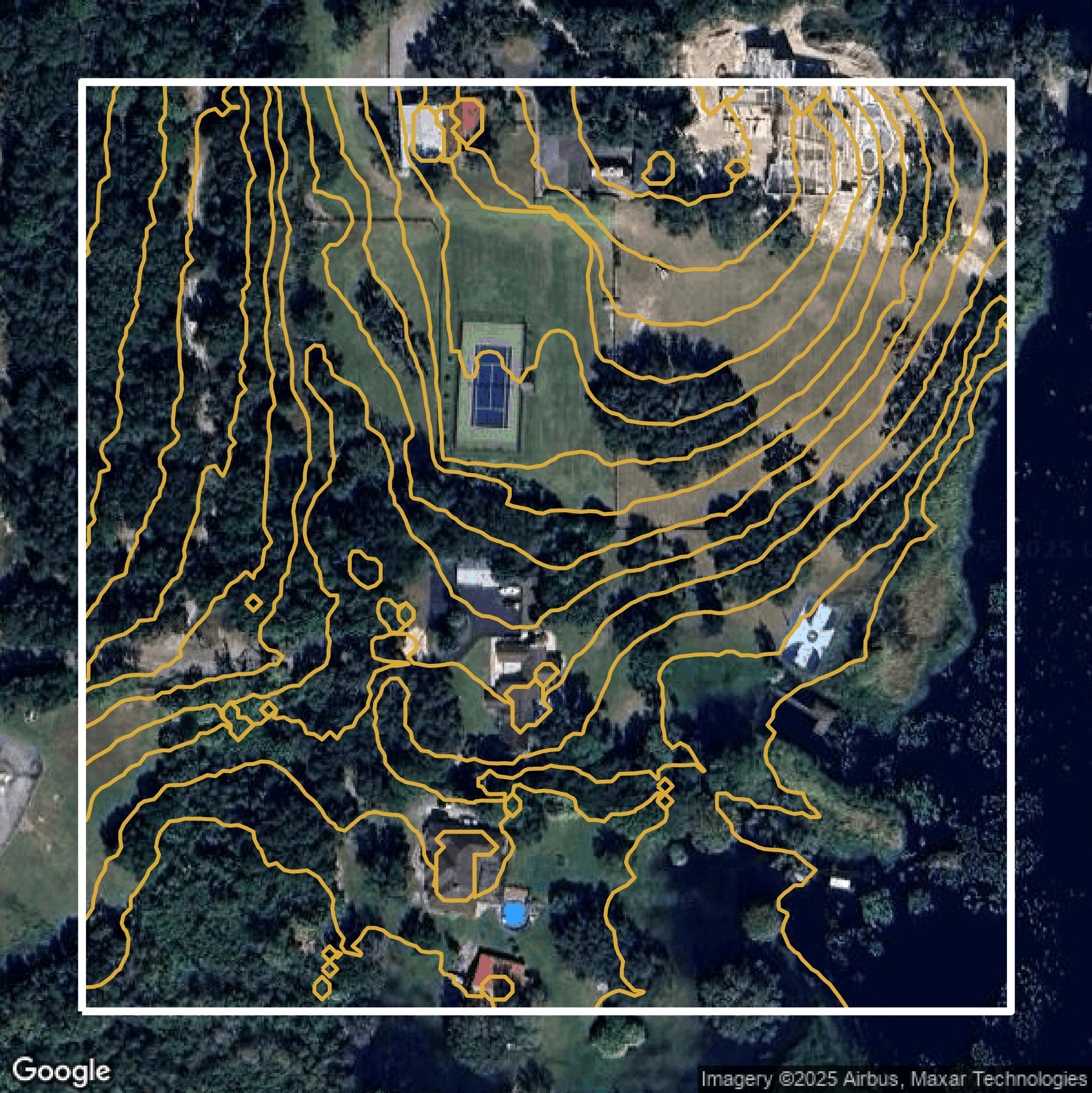 This image shows a contour map in Lake County created using GIS data in Equator.