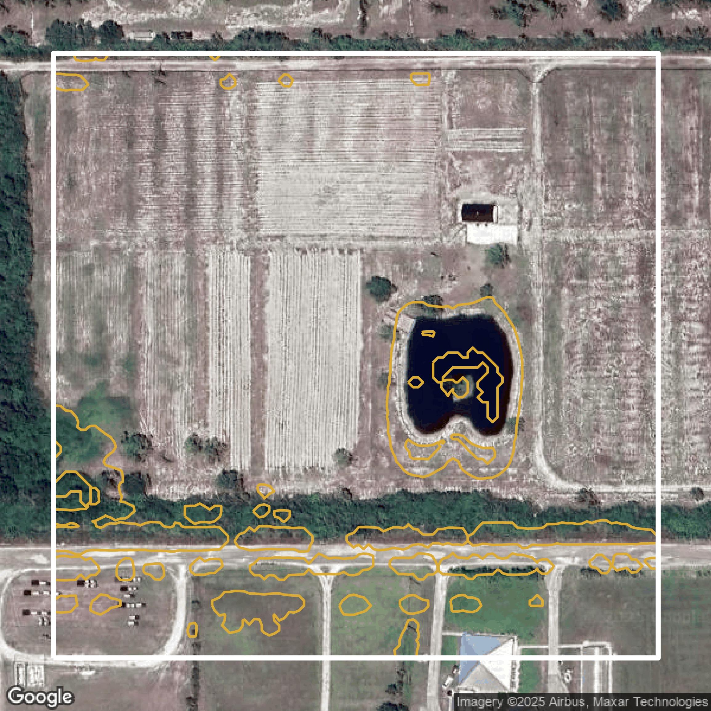 This image shows a contour map in Lee County created using GIS data in Equator.