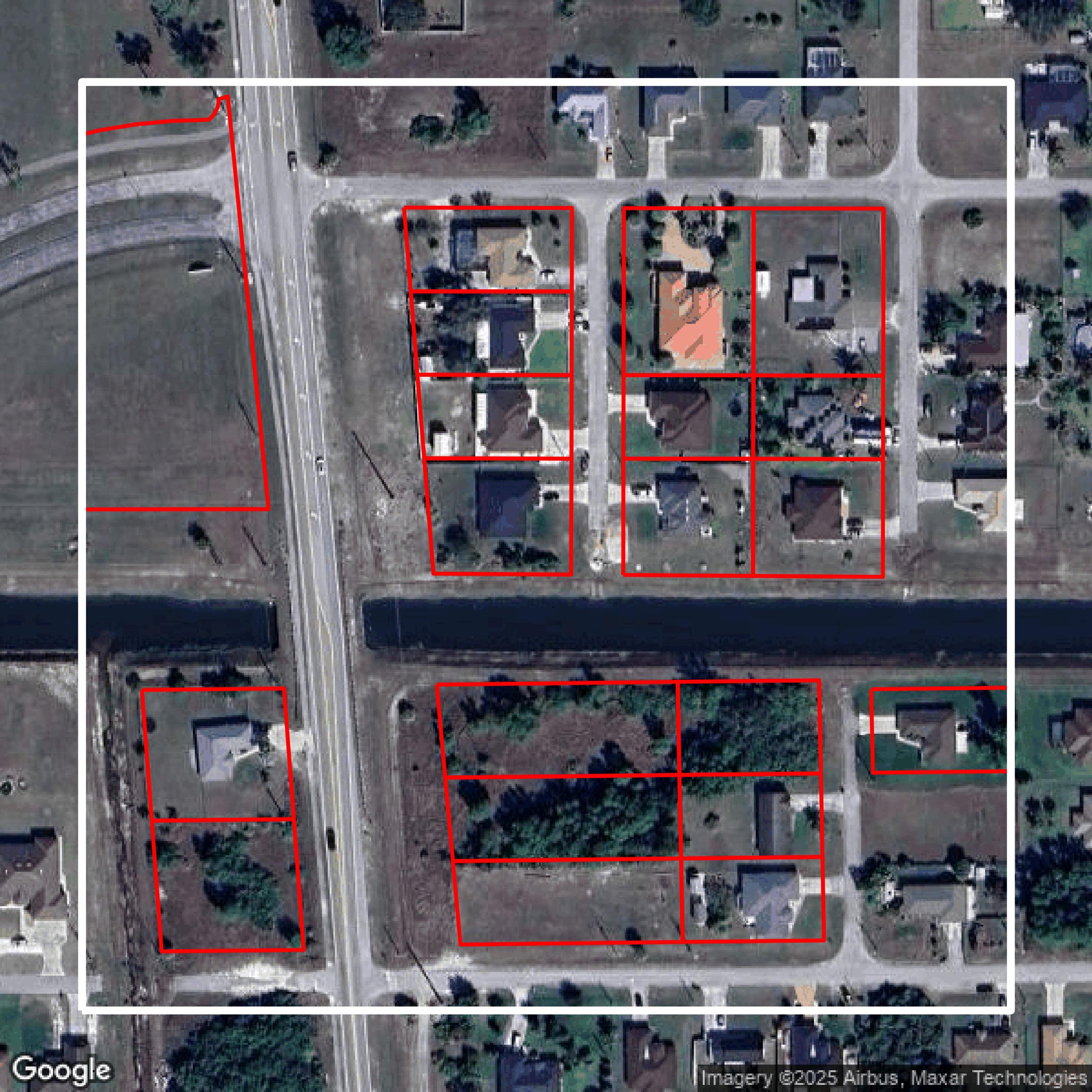 This image shows parcel data in Lee County created using GIS data in Equator.