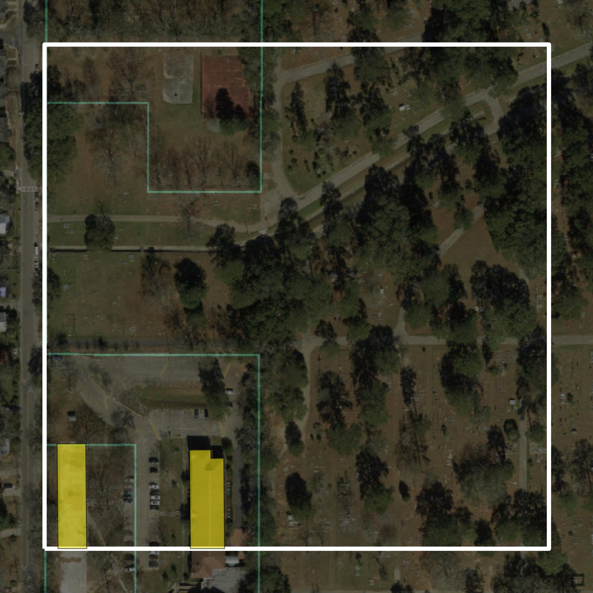 This image shows parcel and building data in Leon County created using GIS data in Equator.