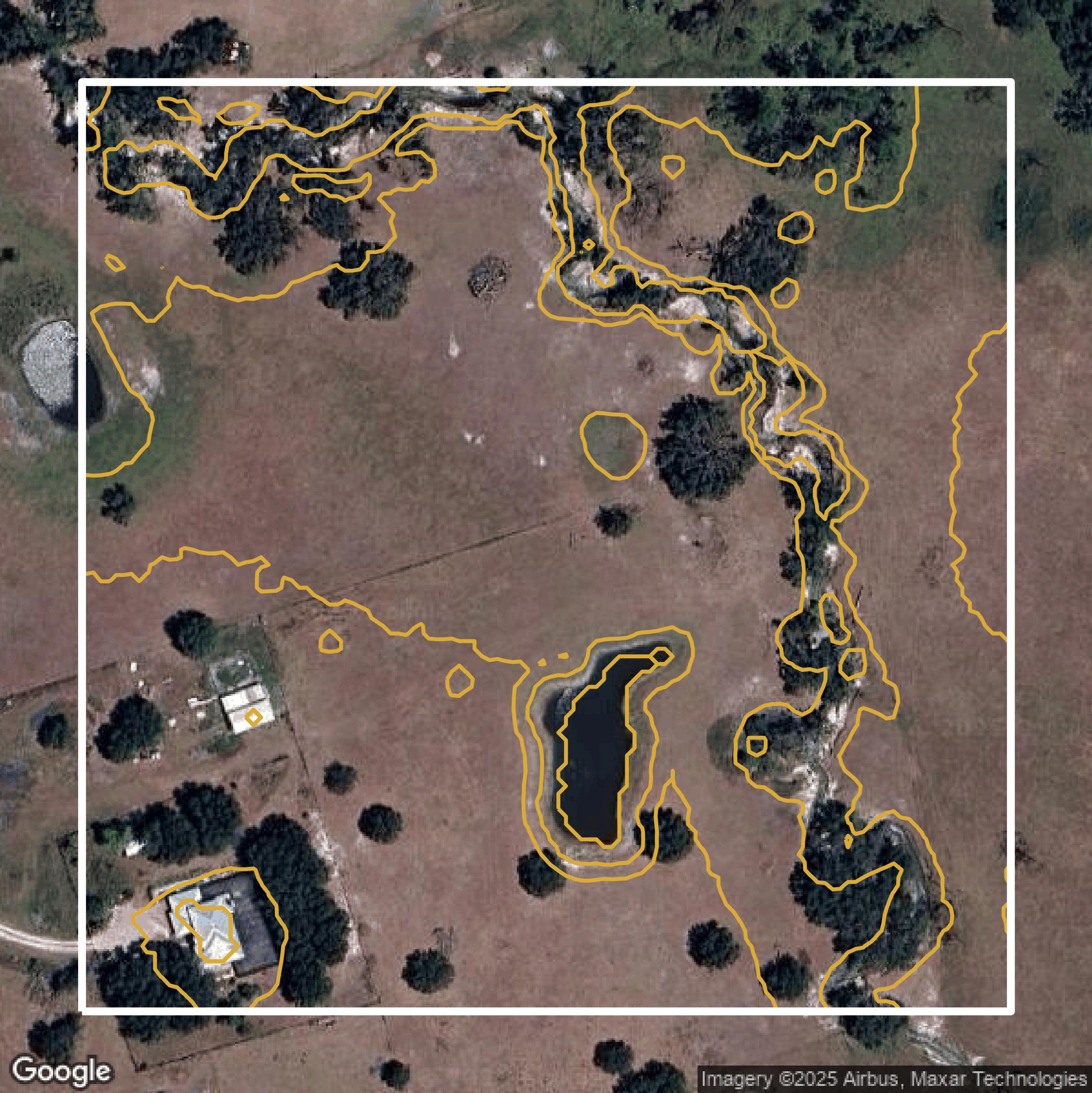 This image shows a contour map in Manatee County created using GIS data in Equator.