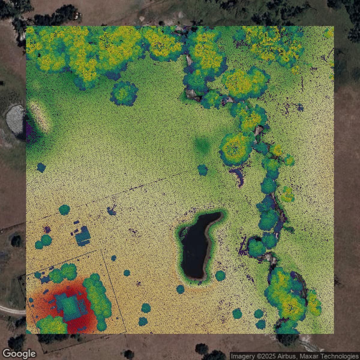 This image shows a LiDAR point cloud in Manatee County created using GIS data in Equator.