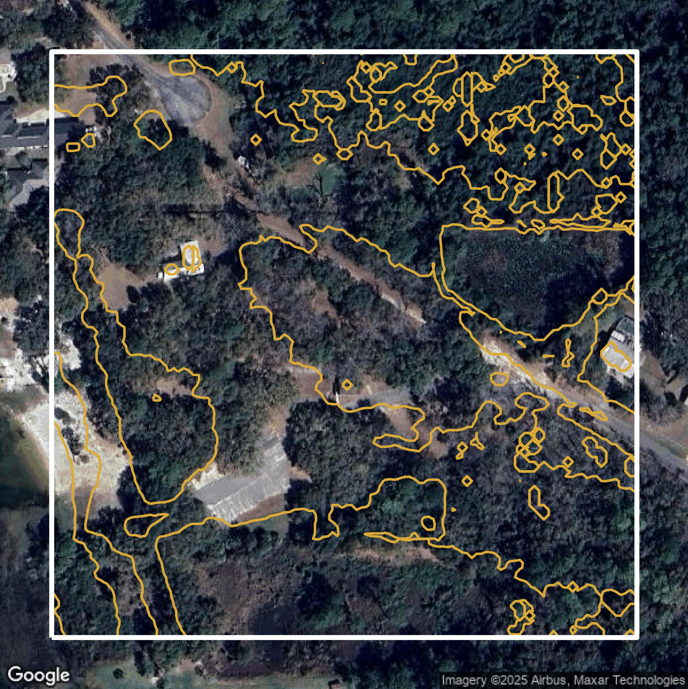 This image shows a contour map in Marion County created using GIS data in Equator.