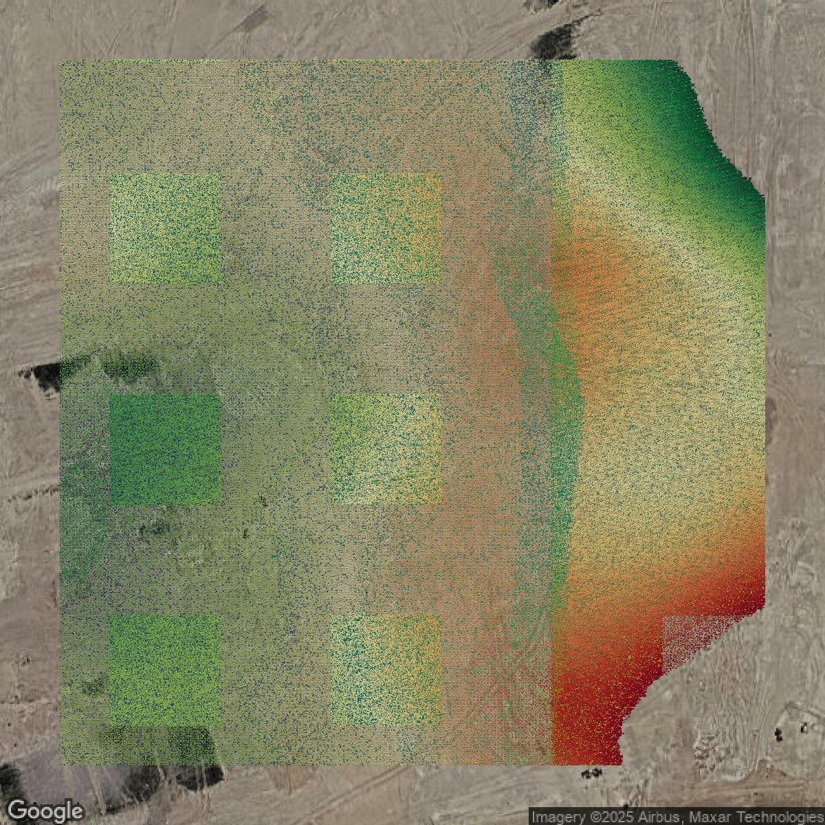 This image shows a LiDAR point cloud in Marion County created using GIS data in Equator.