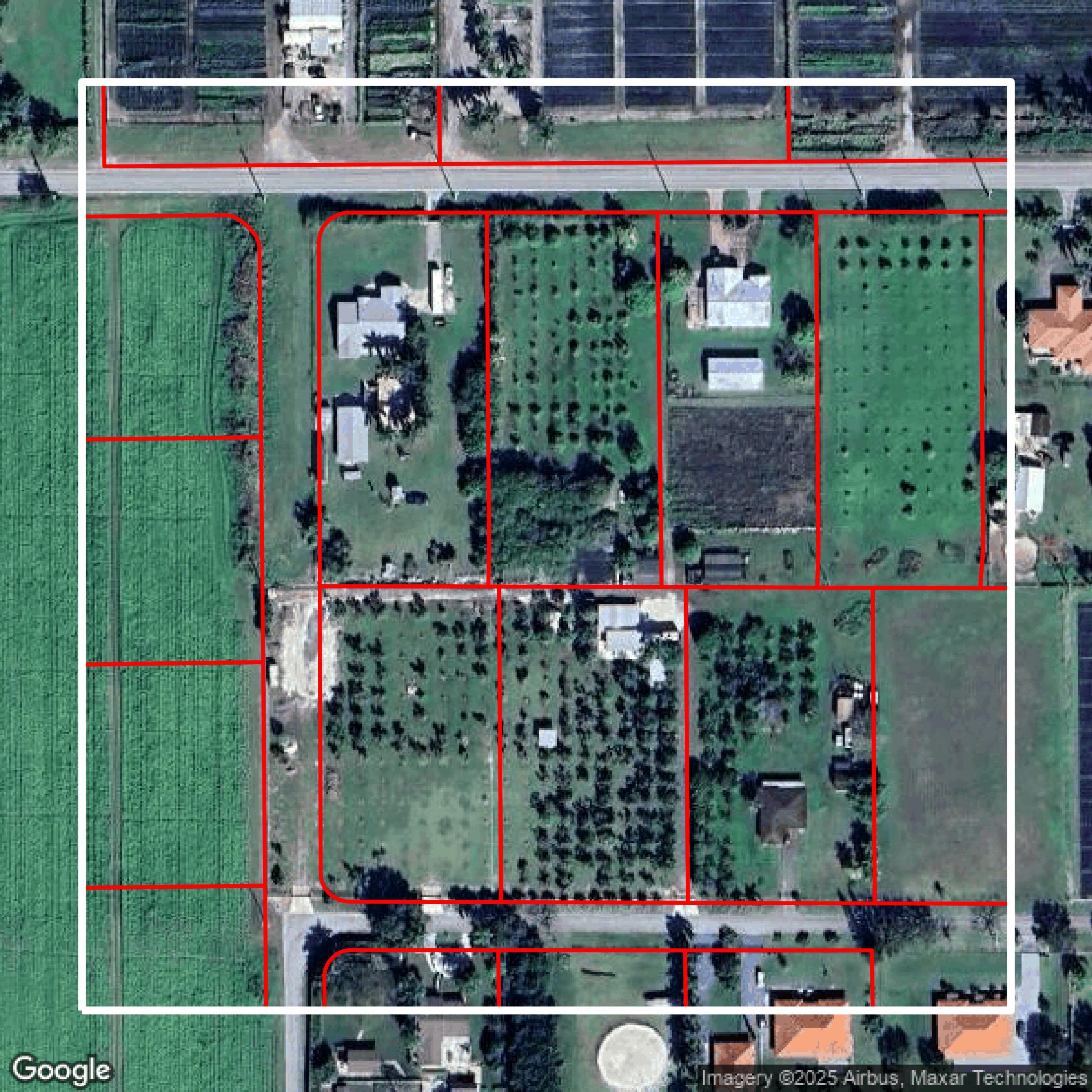 This image shows parcel data in Miami-Dade County created using GIS data in Equator.