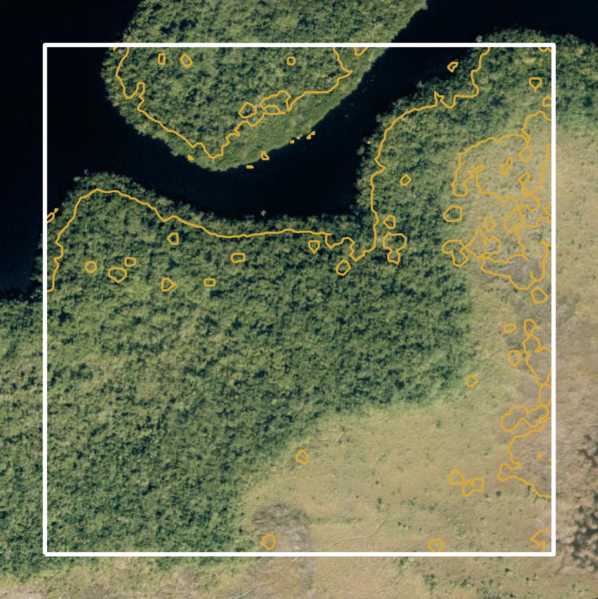 This image shows a contour map in Monroe County created using GIS data in Equator.