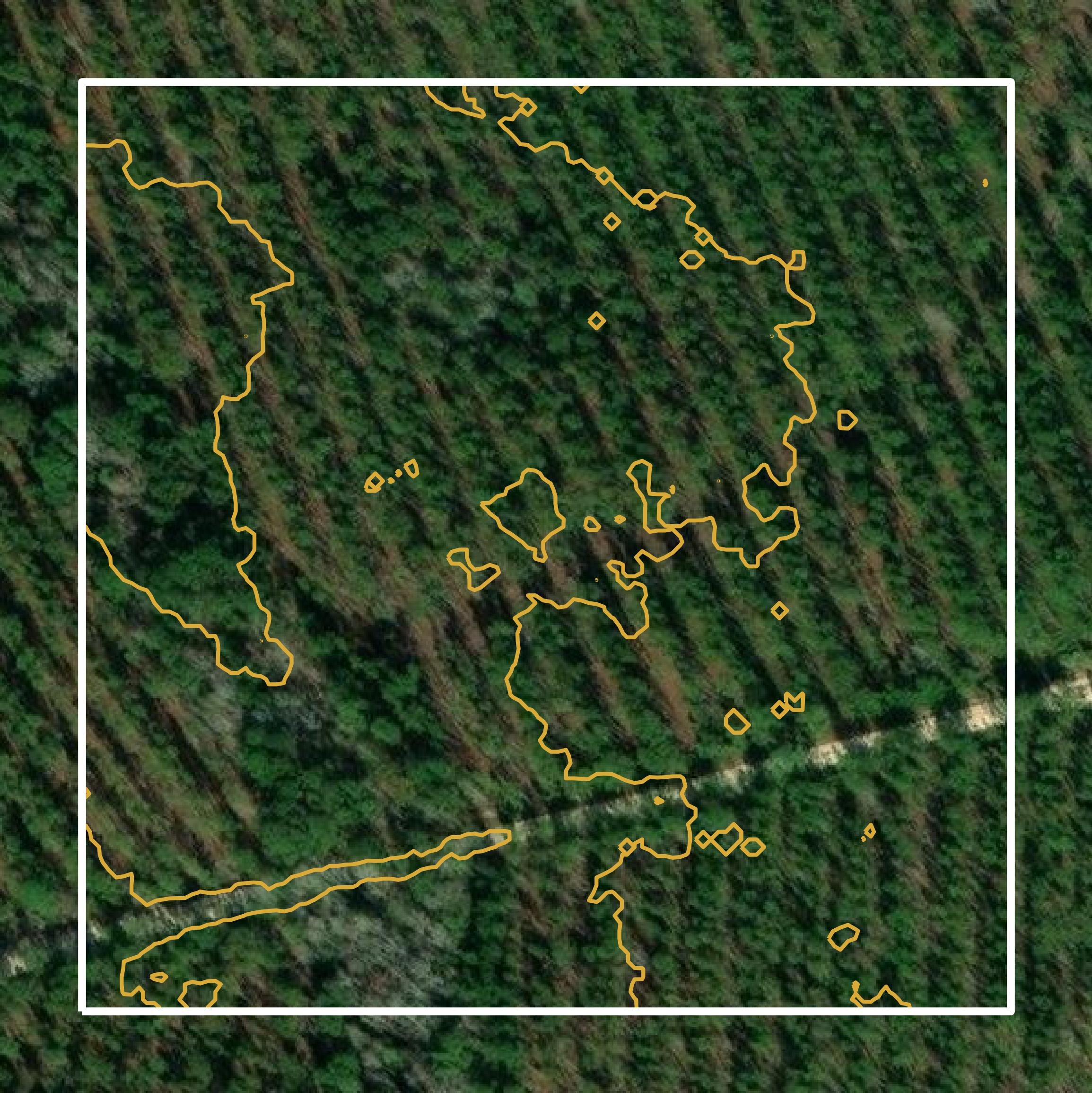 This image shows a contour map in Nassau County created using GIS data in Equator.